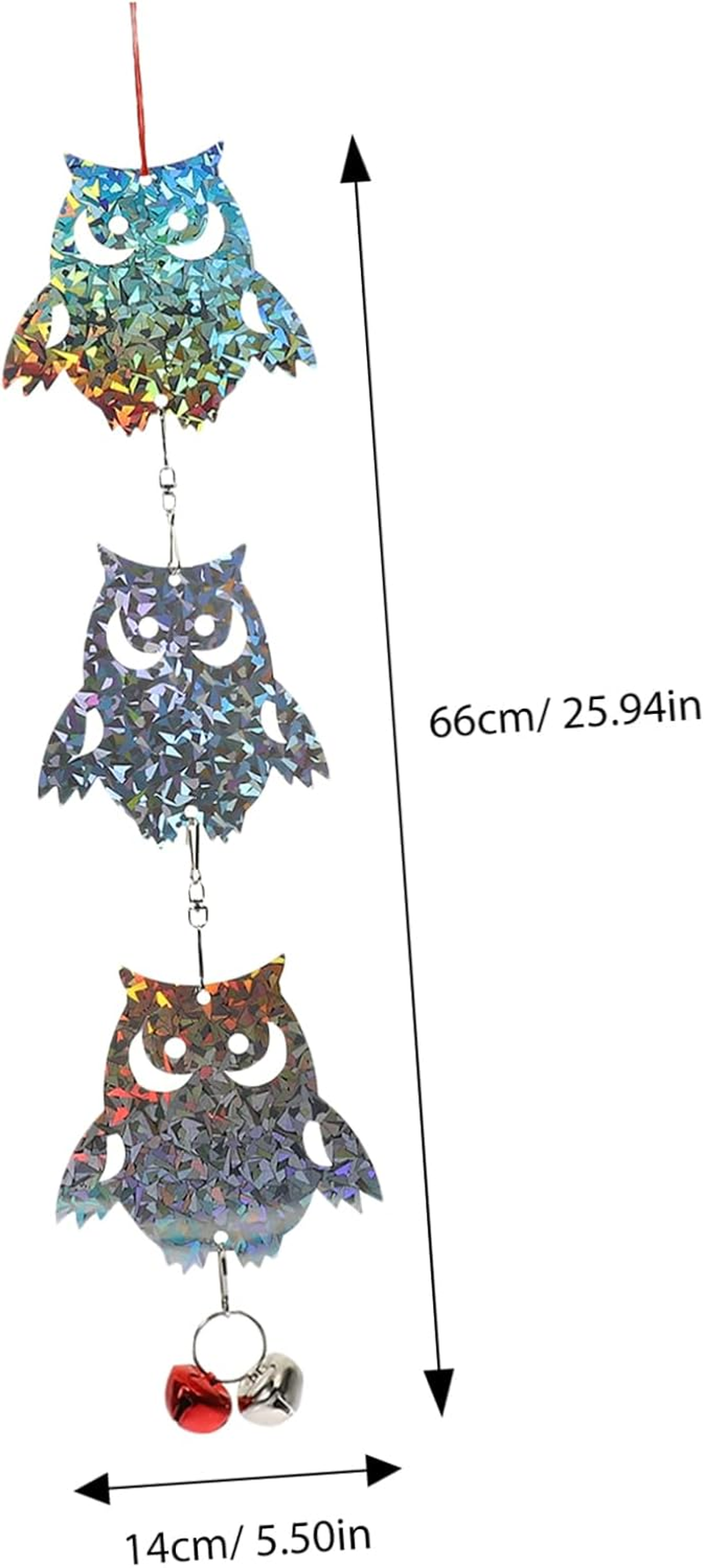 Reflective Device Wind Chime Bird Deterrents Pendant Bells Rhombus Disc Iron Sturdy Hanging Decor for Porch Garden image number 3