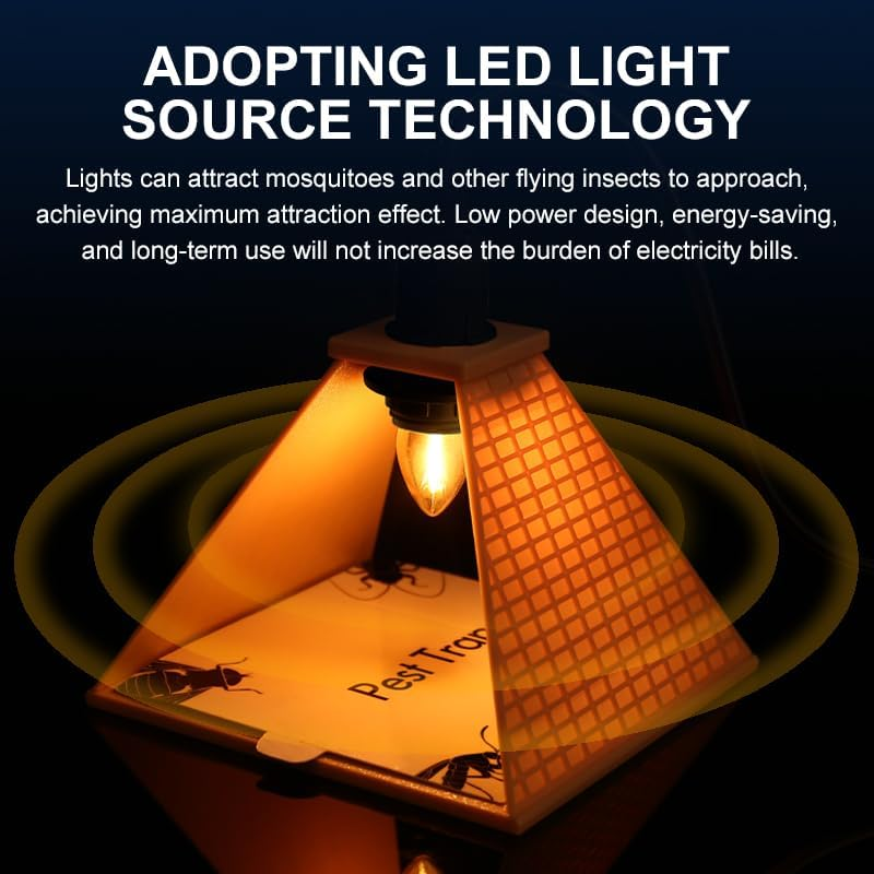 2PCS Indoor Plug-In Insect Trap, Multi-Functional Night Light, Indoor Mosquito and Fly Trap, Suitable for Bedrooms, Living Rooms, Dormitories, Etc. (Pyramid-Shaped) image number 2
