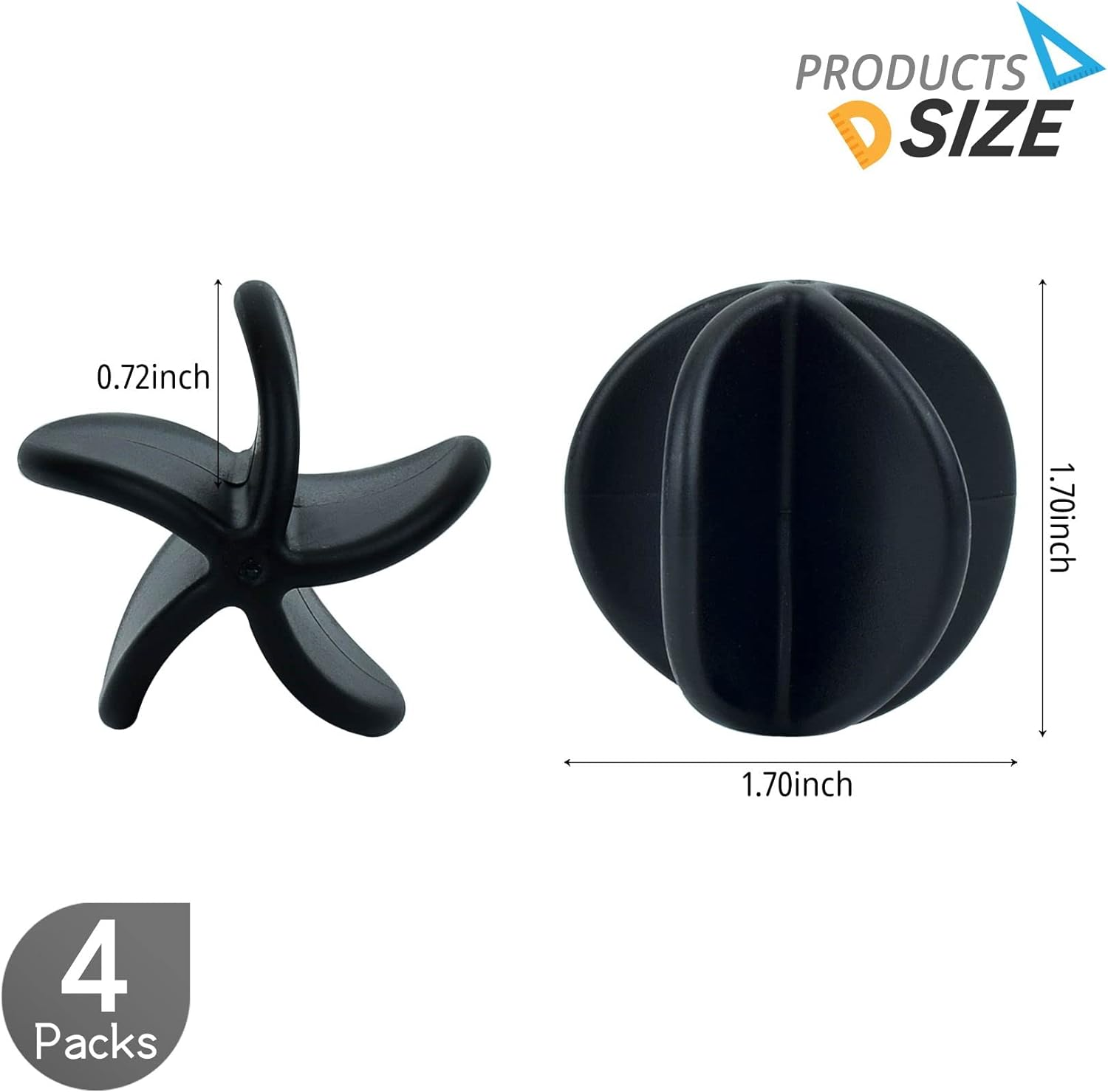 Shaker Balls Shaker Bottle Ball Replacement Milkshake Protein Powder Whisk Ball for Shaker Cup Bottle (4 Pcs Black Plastic)