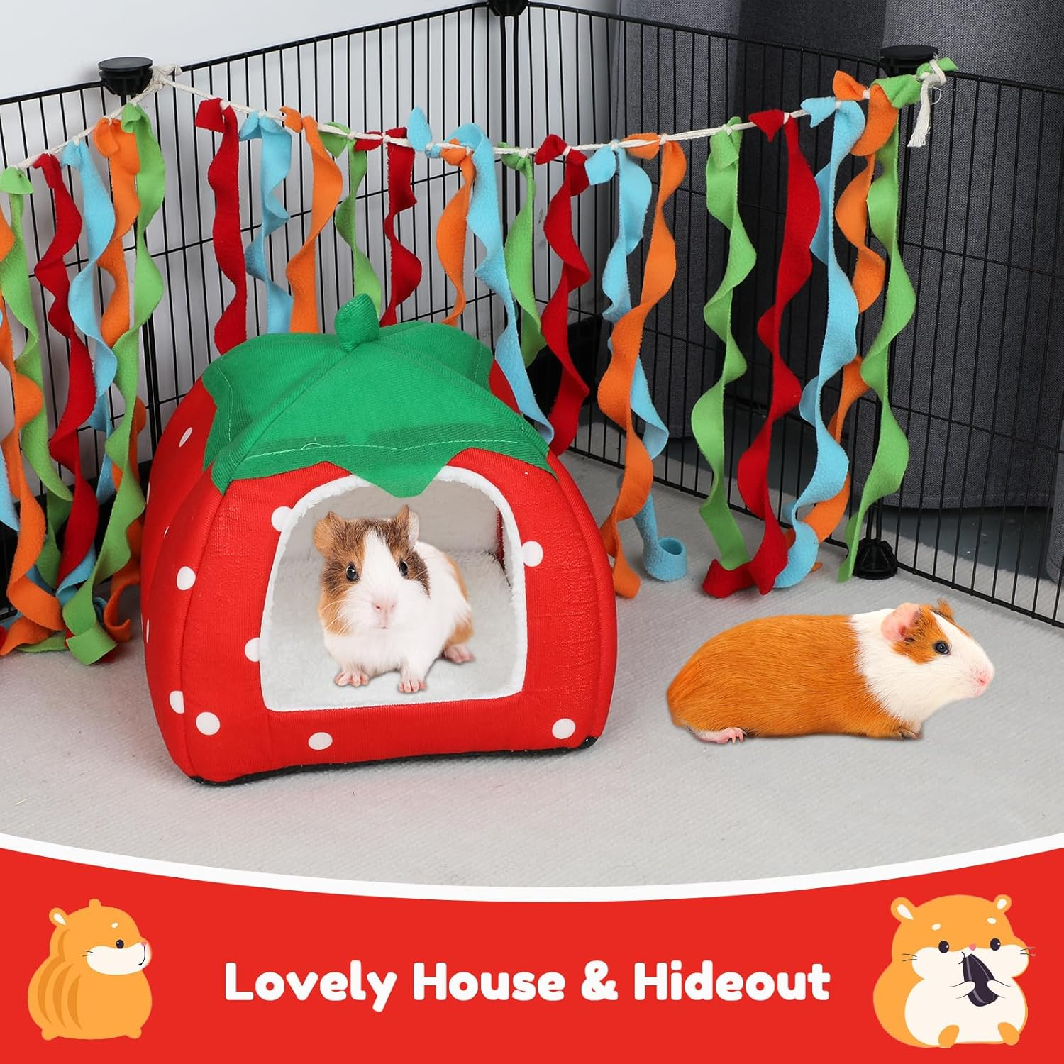 BWOGUE Guinea Pig House Bed Cozy Hamster Cave Large Hideout for Dwarf Rabbits Hedgehog Bearded Dragon Winter Nest Hamster Cage Accessories - Navy Blue image number 4