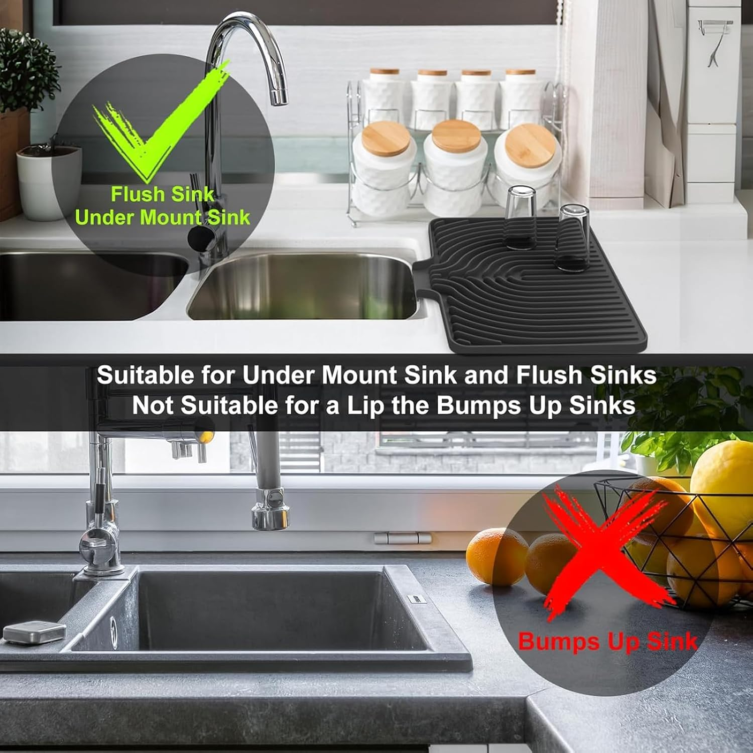 Silicone Dish Drainer Mat, Silicone Dish Drying Mat for Kitchen Counter, Multifunctional and Foldable Sloped Draining Mat, Heat-Proof & Non-Slip Drain Pad with Built-In Drain (Black) image number 1