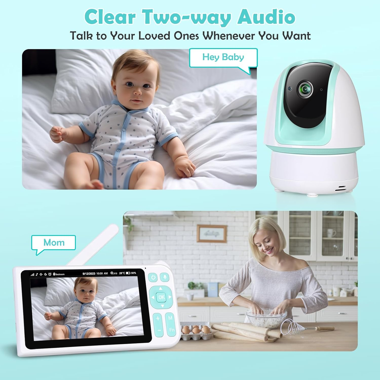 1080P FHD Video Baby Monitor with Camera and Audio, 3000Ft Range, 5&rdquo; Display, No Wifi, 2-Way Audio, Night Vision, Lullabies, 5000Mah Battery and Pan Tilt Zoom image number 4