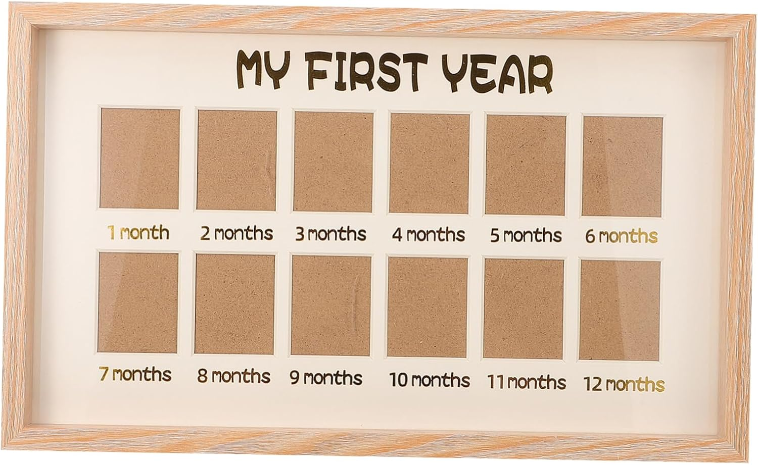 Photo Frame 12 Month Milestone Natural Wood Color Tabletop Memories Picture Frame for Baby First Year Boys and Girls Childrens Display Stand image number 4