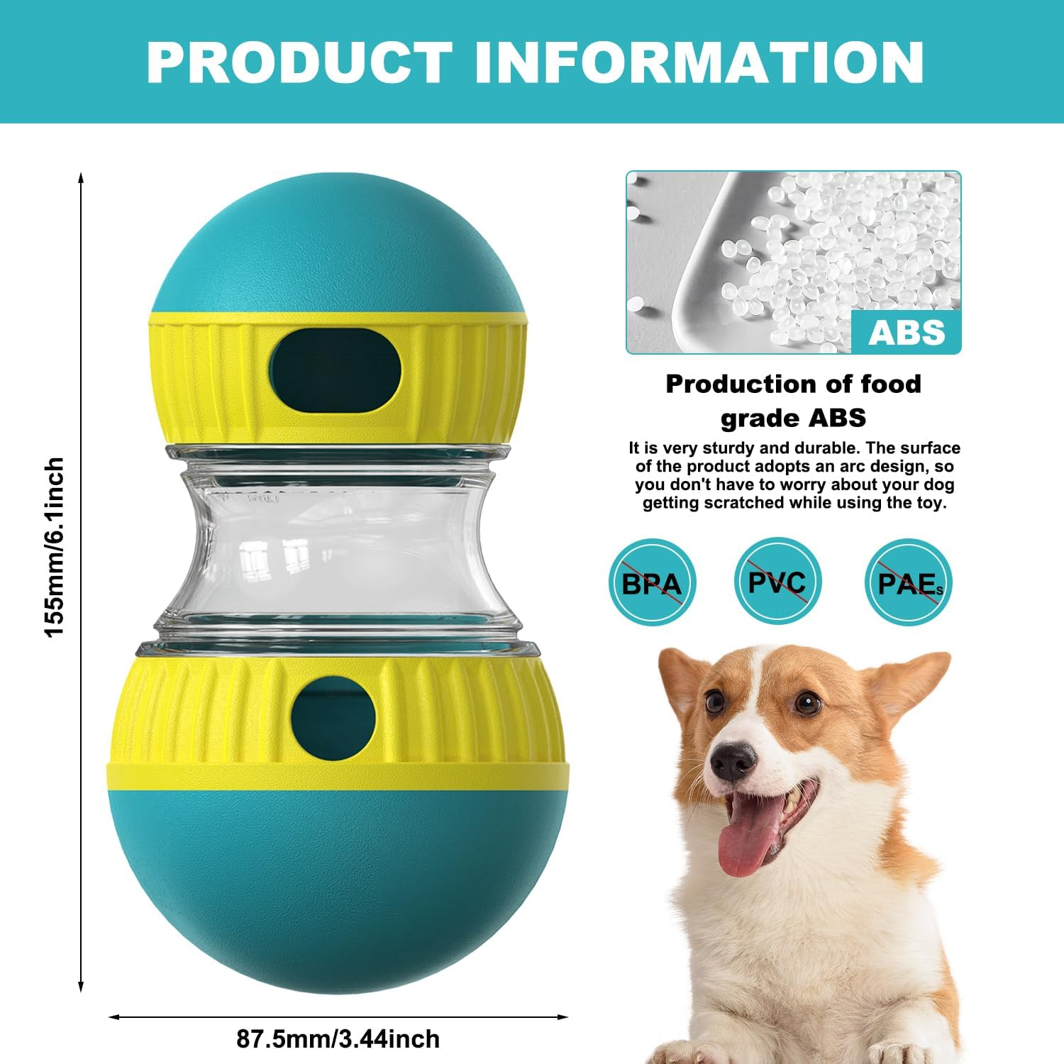 Pet Treat Dispenser, Interactive Dog Treat Puzzle Toy, Enrichment Toy with Adjustable Slow Food Dispensing, Suitable for All Dogs image number 2