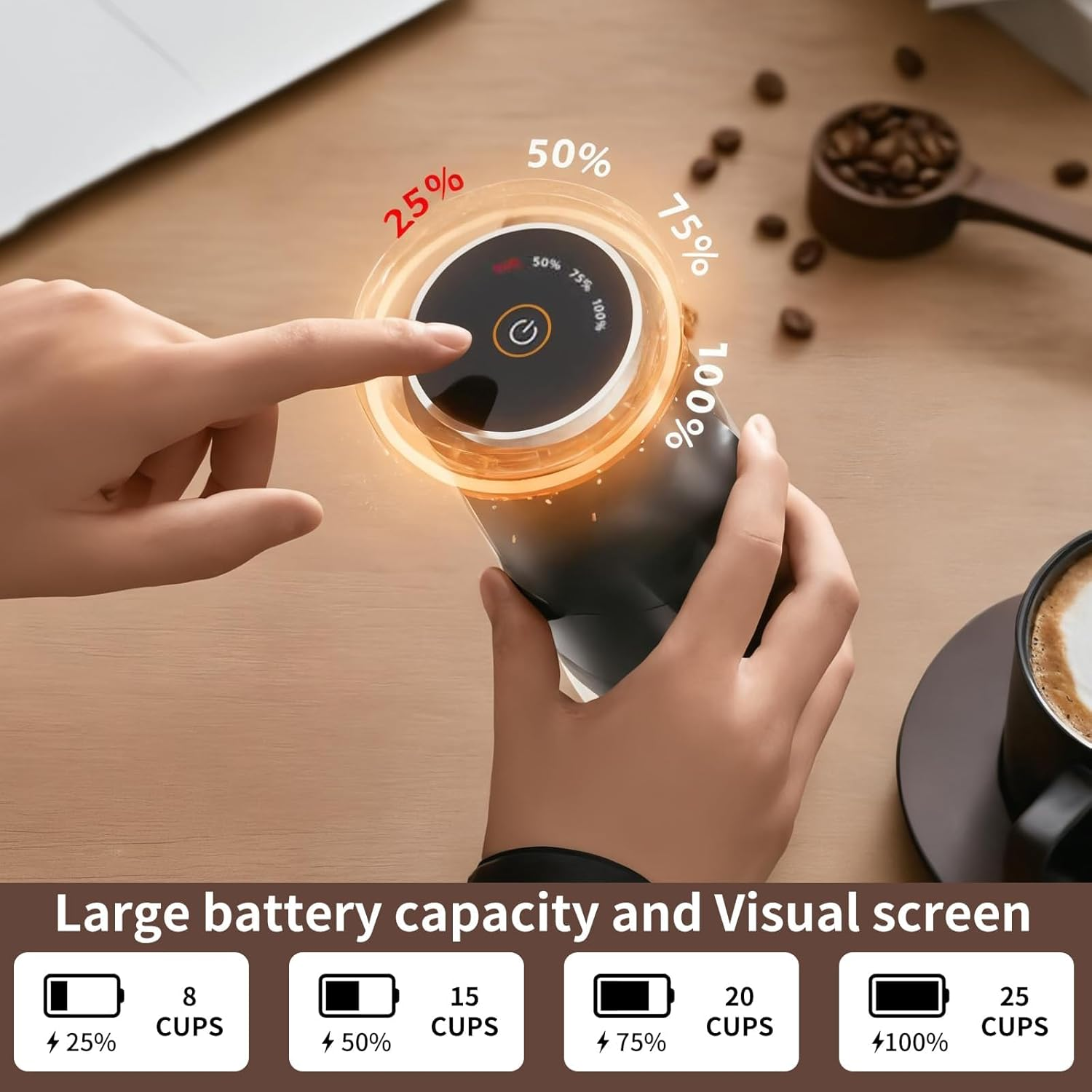 NNAKLLI Portable Electric Coffee Grinder - Stainless Steel Burr Mill, Rechargeable, Cordless Coffee Grinderfor Traveling, Camping, Office - 38 Adjustable Grind Settings image number 1