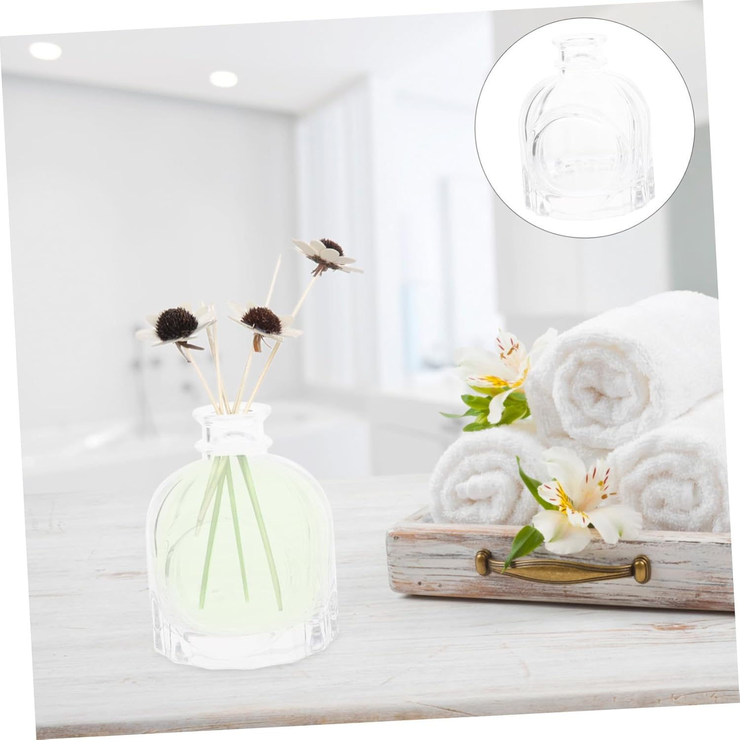 Fragrance Storage Container Dispenser Jars 100Ml Glass Aromatherapy Diffuser Bottles for Home Office 4Pcs Set image number 2