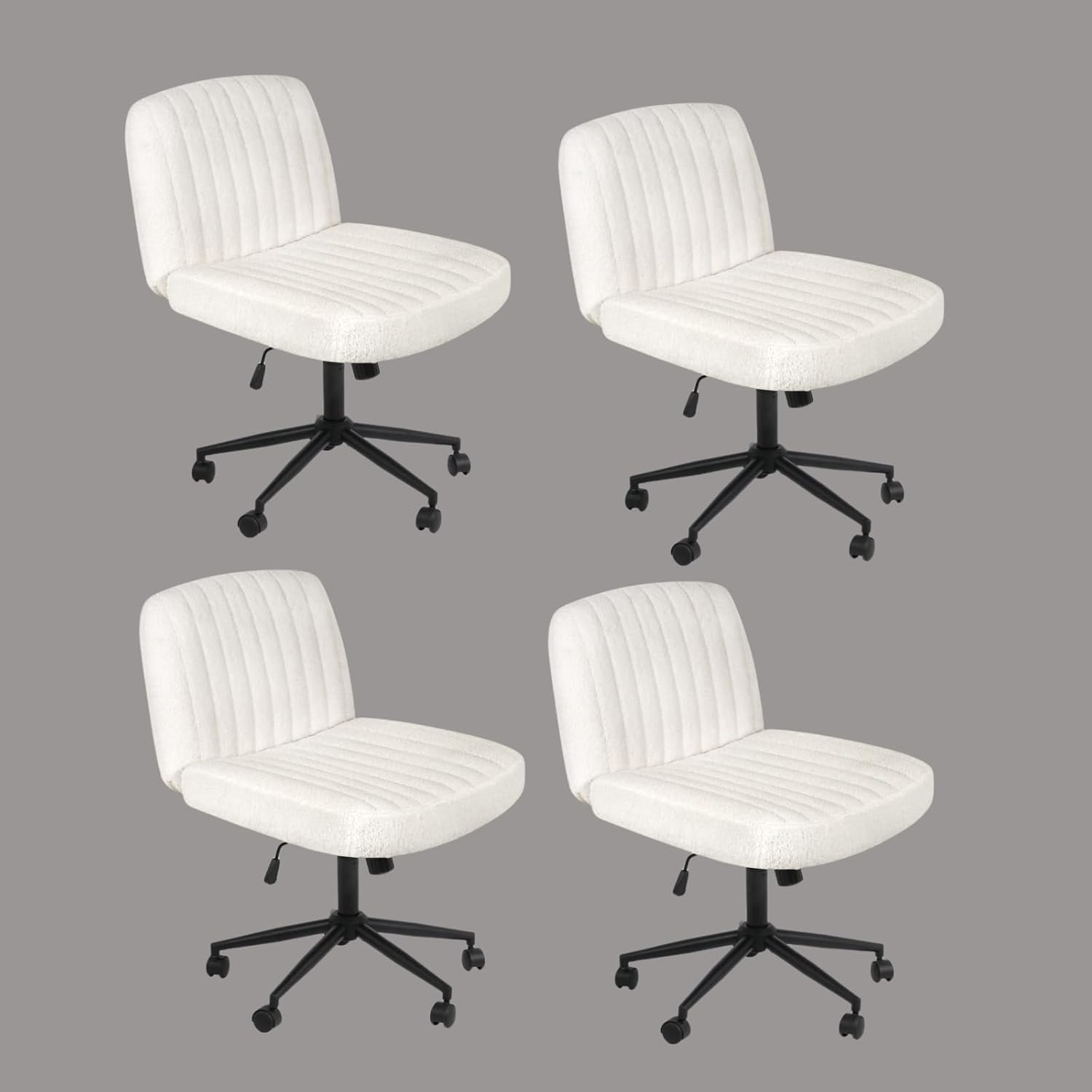 Set of 2 Criss Cross Legged Chair Armless Office Chair Desk Chair Vanity Chair for Home Office (2, Beige, 40-50Cm) image number 5