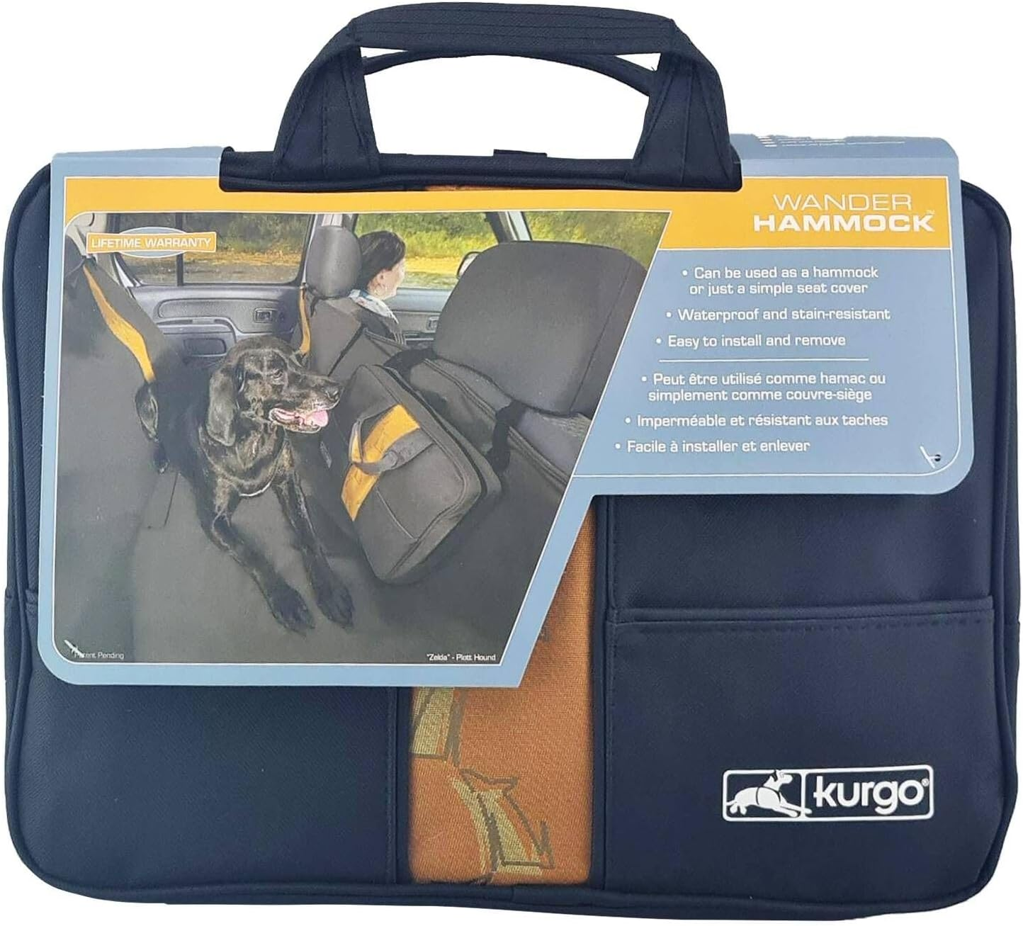 Kurgo Wander Hammock Cover, Dog Car Seat Protector, Durable Scratch-Resistant Material, Waterproof, 140 X 142 Cm, Black