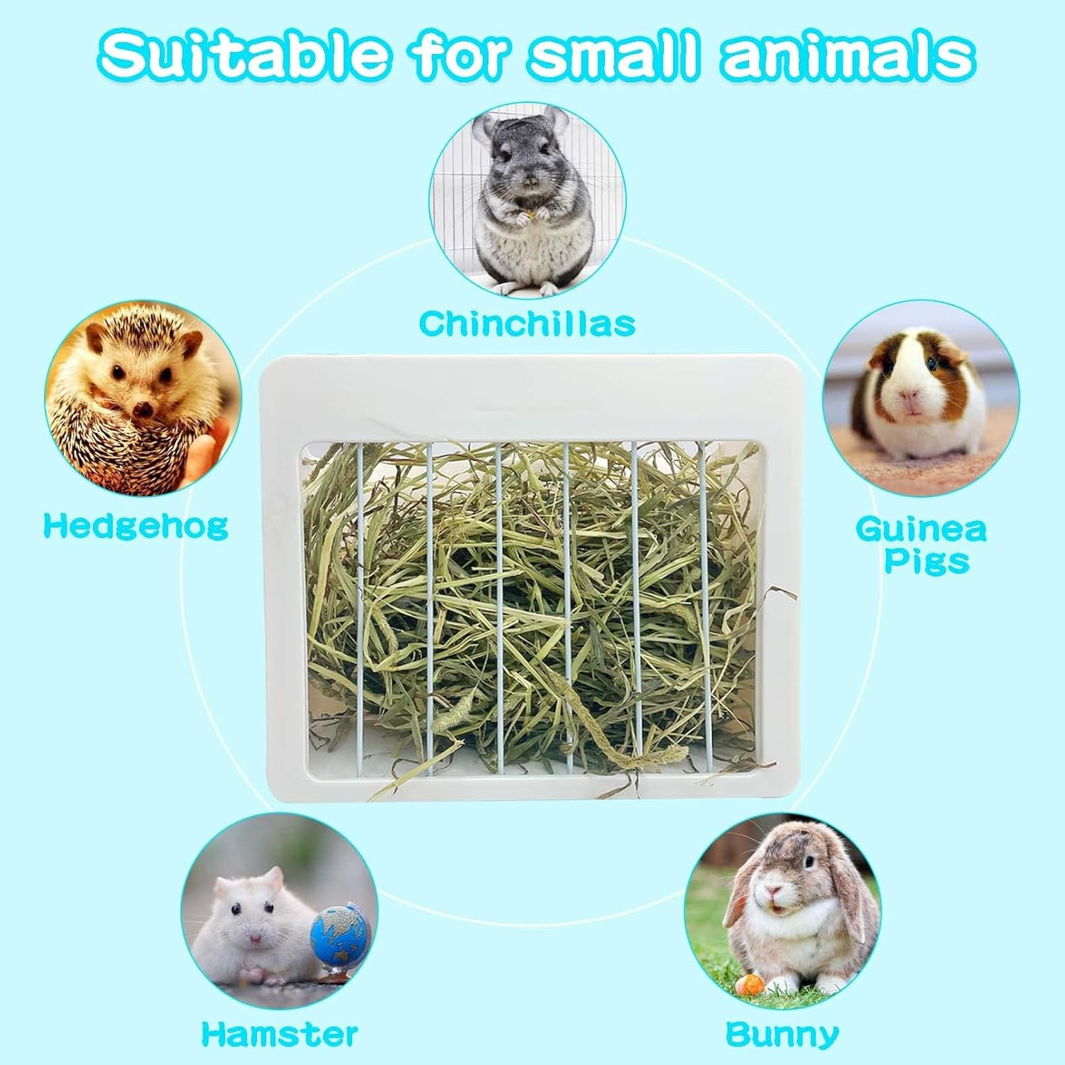 Rabbit Hay Feeder Bunny Food Dispenser Alfalfa Grass Manger Holder Less Wasted for Guinea Pig Chinchilla Ferret (B) - C image number 7