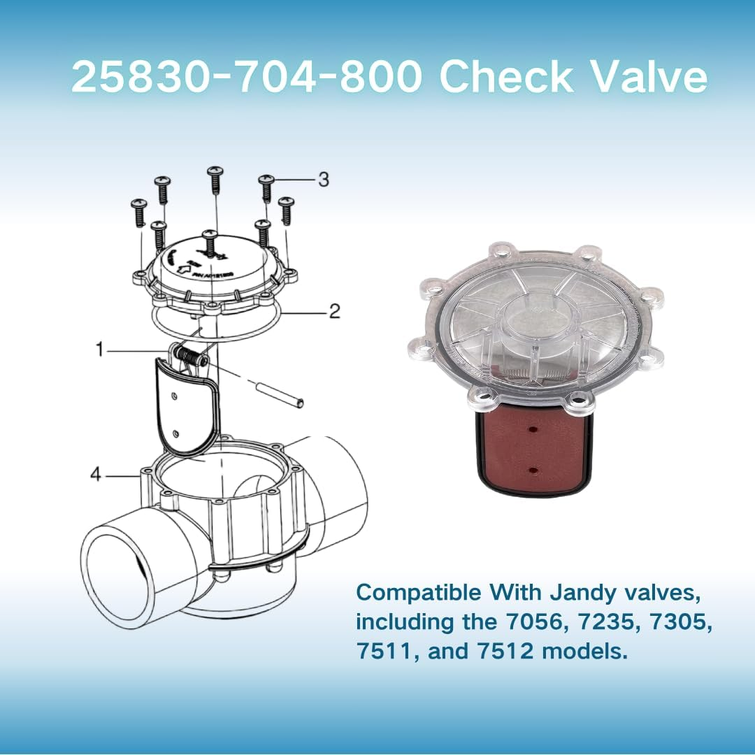 ROHOPE Check Valve 7056 2PCS Cover with Flapper Assembly for Zodiac Jandy Valves &ndash; Complete Replacement Kit, &ndash; (Include: 7451 Flapper, 7302 Spring, 7304 Pin, 7236 Cover, and 1132 O-Ring) (2-Pack)