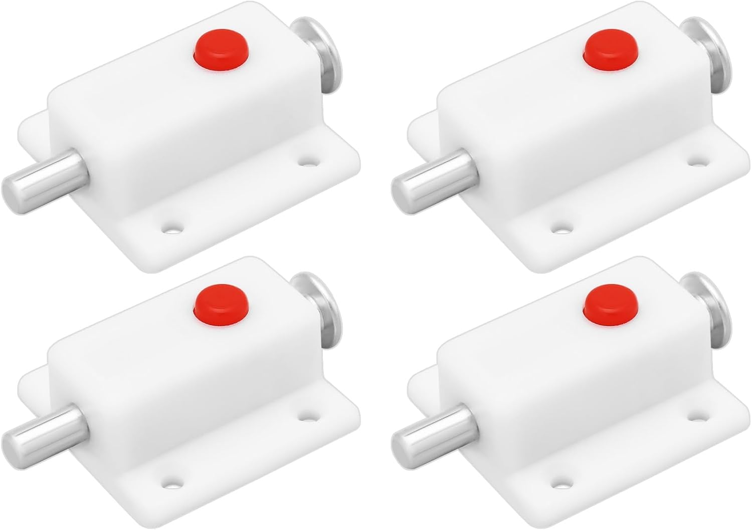 LT Easiyl 4Pcs Black Plastic Push Button Spring Loaded Automatic Door Bolt Latch for Cabinet Doors Wardrobe Doors Cribs Windows (36Mmx37Mm)