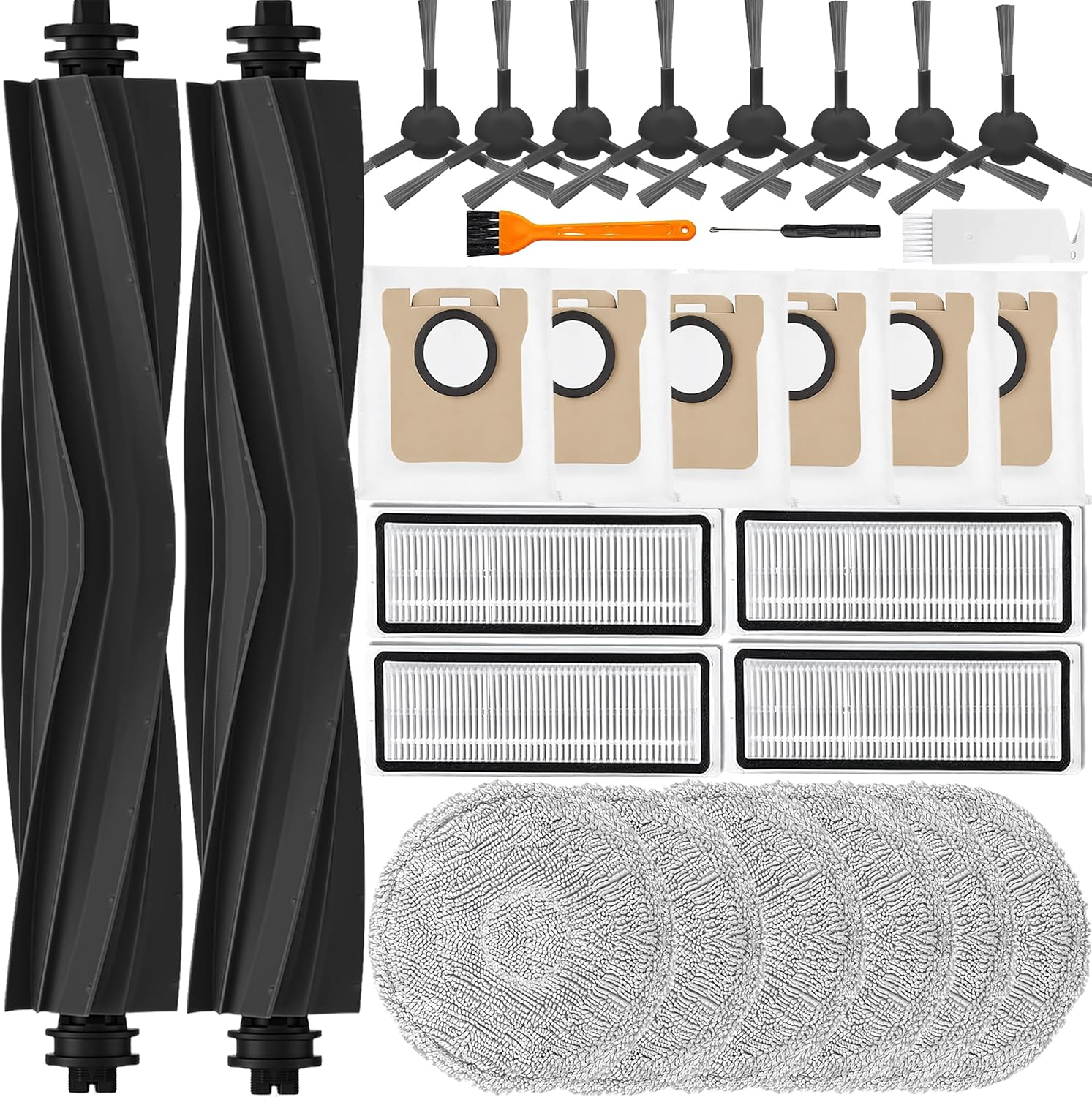 Accessories Only for Dreame L20 Ultra Vacuum &ndash; 29-Pack Replacement Kit, Includes 6 Mop Pads, 4 HEPA Filters, 6Dust Bags, 8 Side Brushes, 2 Rubber Brushes & 2 Clean Brush &ndash; Compatible with Dreame L20 image number 4