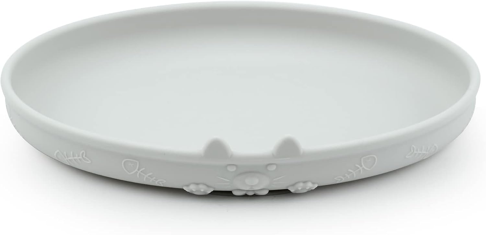 Feeding Bowls for Cats, Silicone Bowl, Wide Cat Food, Water Bowl, Feeding Bowl, Flat Cat Bowl, Milk Bowl for Kittens, Kitty Dogs, Pets for Dry Food and Wet Food (Grey)