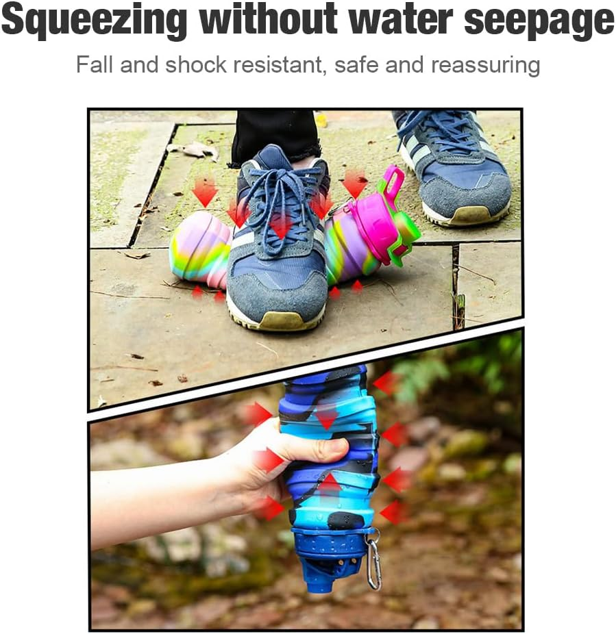 Portable Sports Water Bottle, Foldable Sports Water Cup, Camouflage, Colorful Soft Water Bottle (Unicorn) image number 4