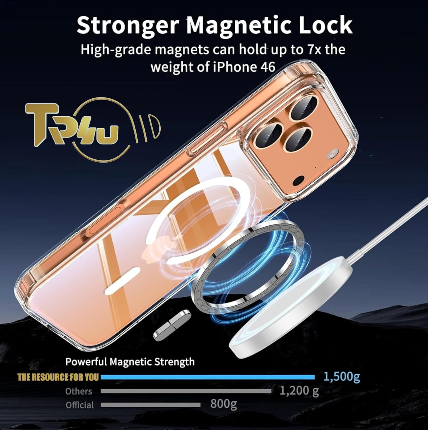 TR4U the Resource for You for Iphone 17 Pro Case Clear Magnetic [Anti-Yellowing] [Military Grade Drop Protection] Hard Back Protective, Compatible with Magsafe Accessories (2025)