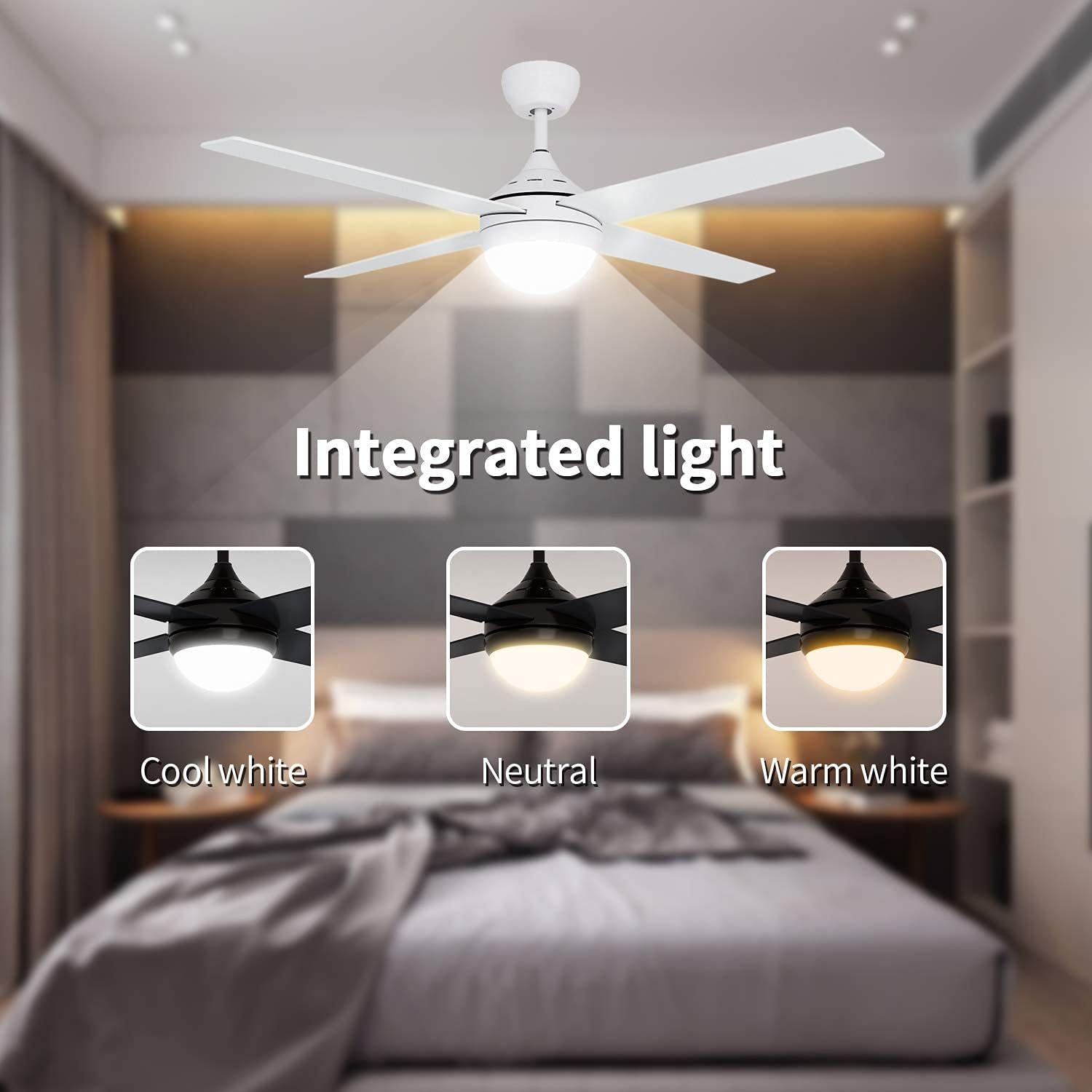ELEGANT Ceiling Fan with LED Light,Remote Control,Ac Motor,48 Inch,3 Colors Temperature image number 5