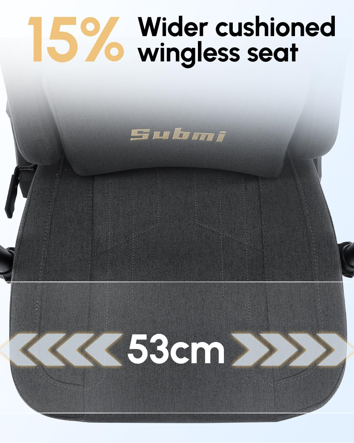 Gaming Chair, Computer Chair for Adults, Ergonomic Office Chair, Big Tall Desk Chair with Footrest and Lumbar Support, Fabric, High Back PC Gamer Chair, 165&deg;Recliner, 150KG, Teens, Deep Grey - Deep Grey image number 5