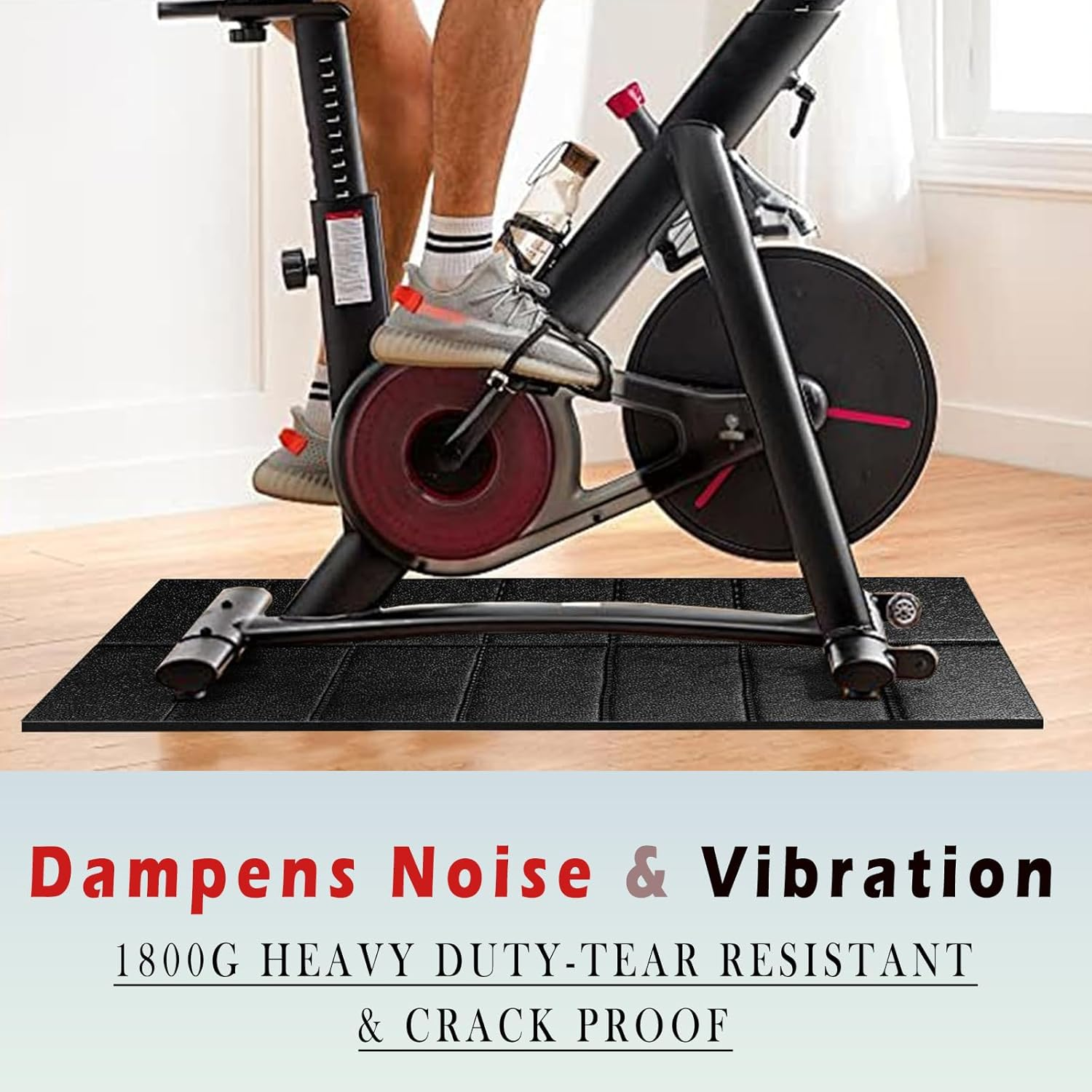 Omiention Exercise Equipment Mat, 67 X 24 Inch, Heavy-Duty Gym Floor Protector with Noise Reduction, Black image number 4