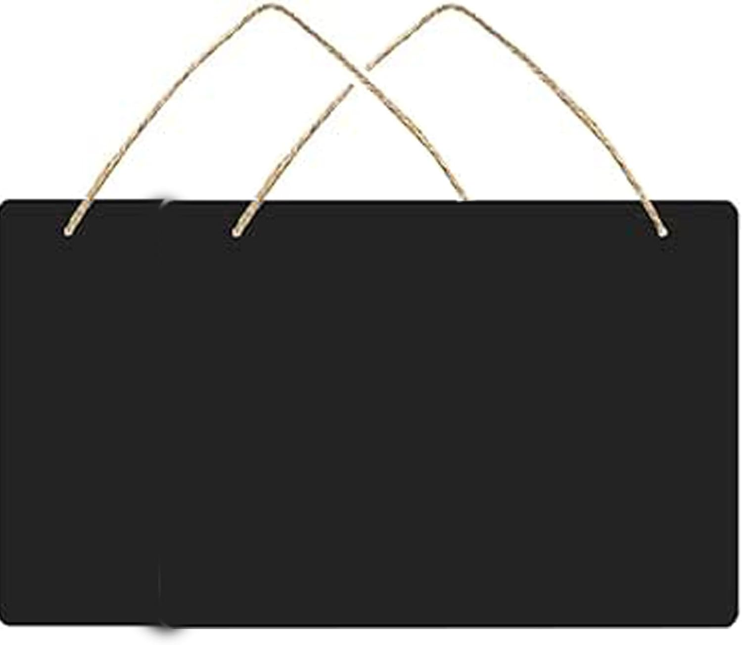 2 Hanging Chalkboard Signs, Large 9.84X8 Inch - Double Sided | Standard Chalk and Other Side for Liquid Chalk Markers - Memo Message Sign - Mini Chalkboard for Home, Party, Store, Office, Garden image number 2