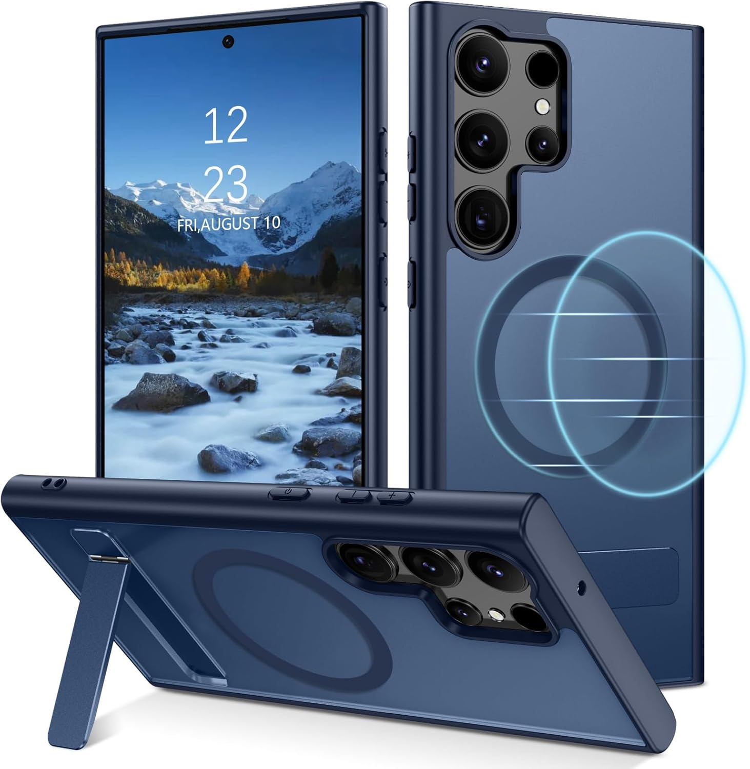 VENINGO Samsung Galaxy S24 FE 5G Case, Magnetic Cover with Invisible Kickstand, Compatible with Magsafe Slim Fit Anti-Scratch Military Grade Drop Protection Matte Translucent Hybrid Shockproof, Black