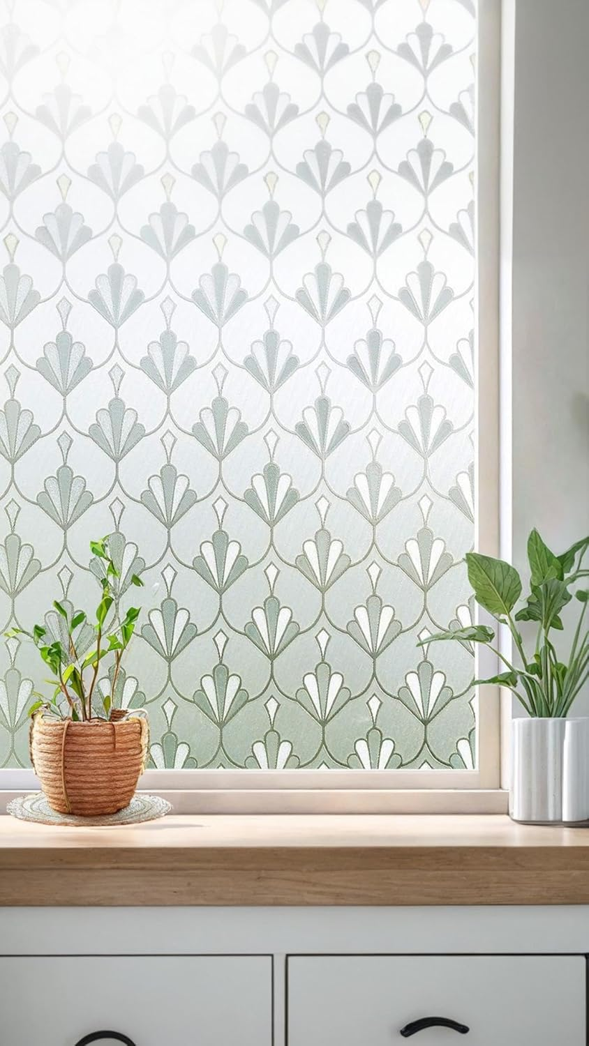 Honwor Frosted Glass Film - Privacy Window Sticker | Sun Blocking, Removable & Reusable | Decorative Static Cling Film for Home, Kitchen, Living Room | 60X100Cm image number 1