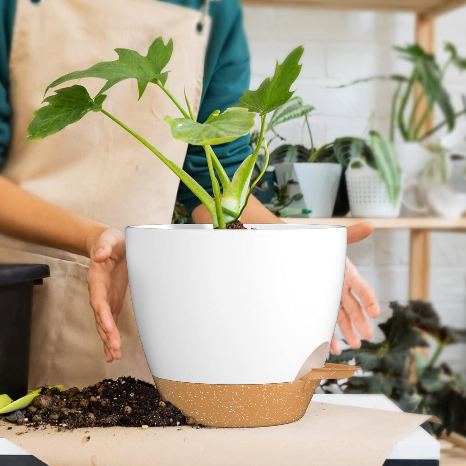 GROZY 9/10/12 Inch 3 Pcs Self Watering Planters Kit Indoor Garden Plants Flower Pots image number 2