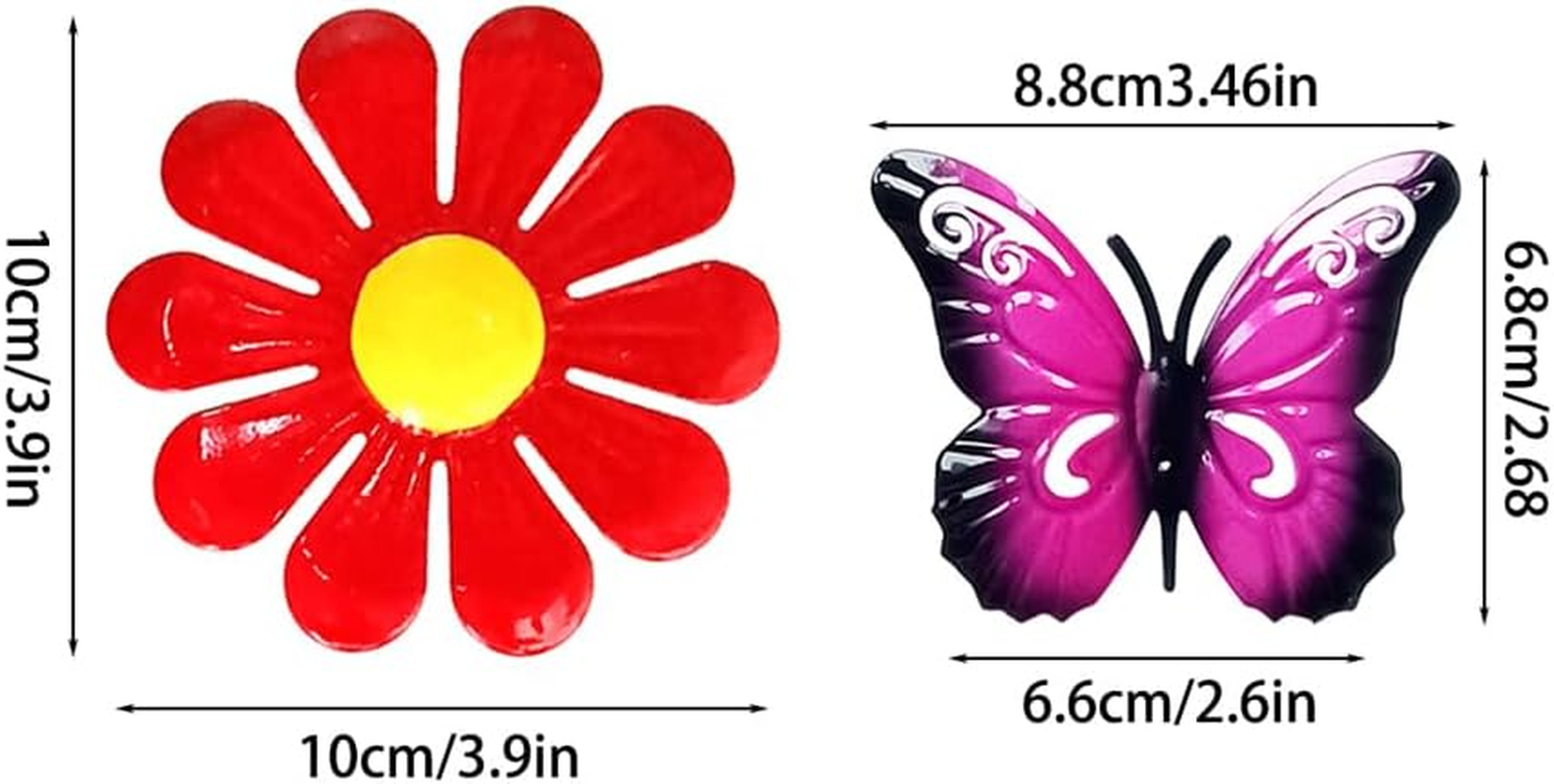 12 Pcs Garden Decor Including 6 Pcs Metal Flowers 6 Pcs Metal Butterflies Wall Art Decor Sunflower Daisy Hanging Ornament for Outdoor Backyard Christmas Fence Decor Indoor Living Room Bedroom image number 5