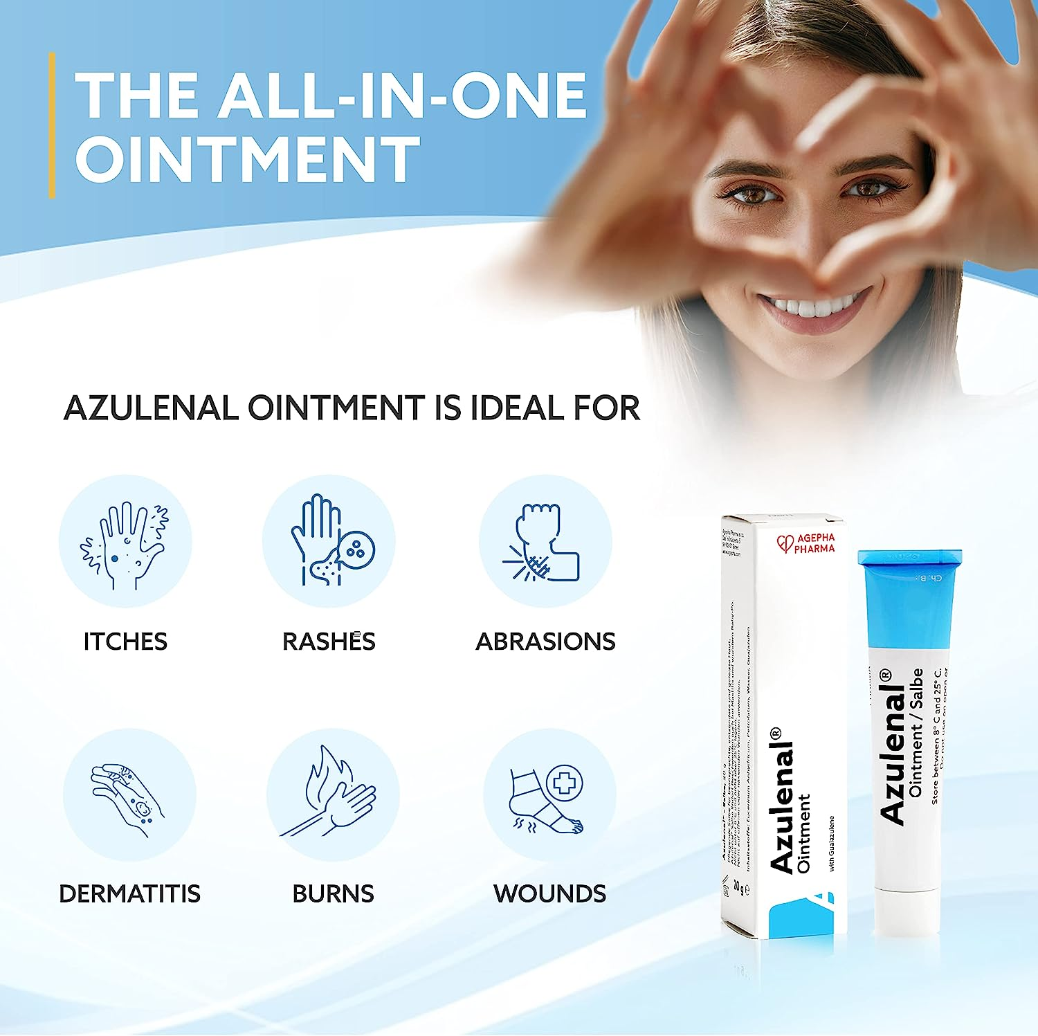 Azulenal Ointment with Guaiazulene for Eczema | Wound Ointment for Diaper Rashes Itches Cuts Burns & Sore Nipples | Suitable for Use for Babies and Nursing Mothers | Nappy Rash Cream | Made in Europe-50G image number 2