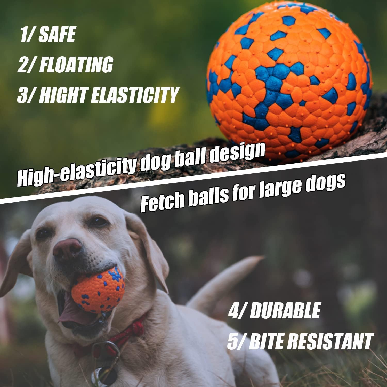 Ling-Luo 2 Pcs Dog Balls Toys for Aggressive Chewers,Indestructible Floating Bouncy Balls for Dogs,Lightweight Dog Chew Balls,Fetch Balls for Medium&Small Dogs Play image number 5