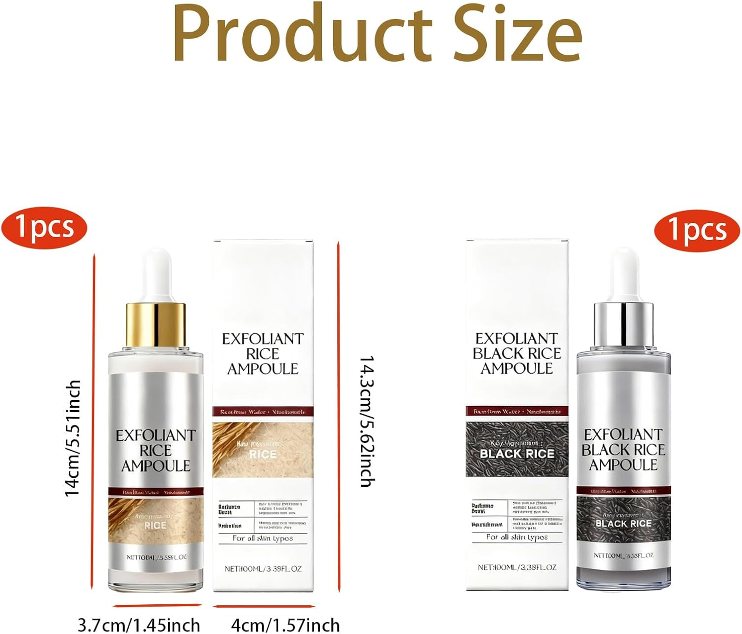 Exfoliating Rice Ampoule, Cleansing the Face for Exfoliation, Black and White Rice Exfoliating Liquid, Suitable for All Skin Types (White and Black) image number 3