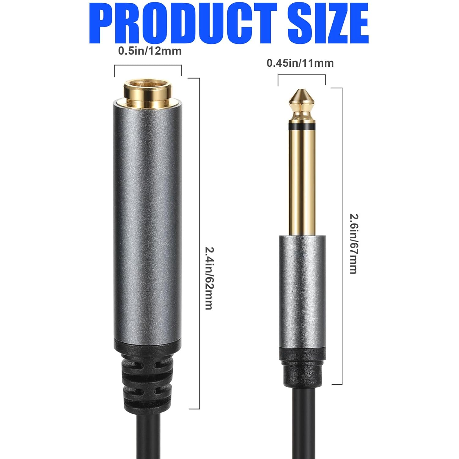 Tunghey 1/4" Mono Male to Female Audio Extension Cable 6.35Mm TS Guitar Extension Cable for Amplifiers, Instruments, and Microphone (5M) - 1.8M image number 4