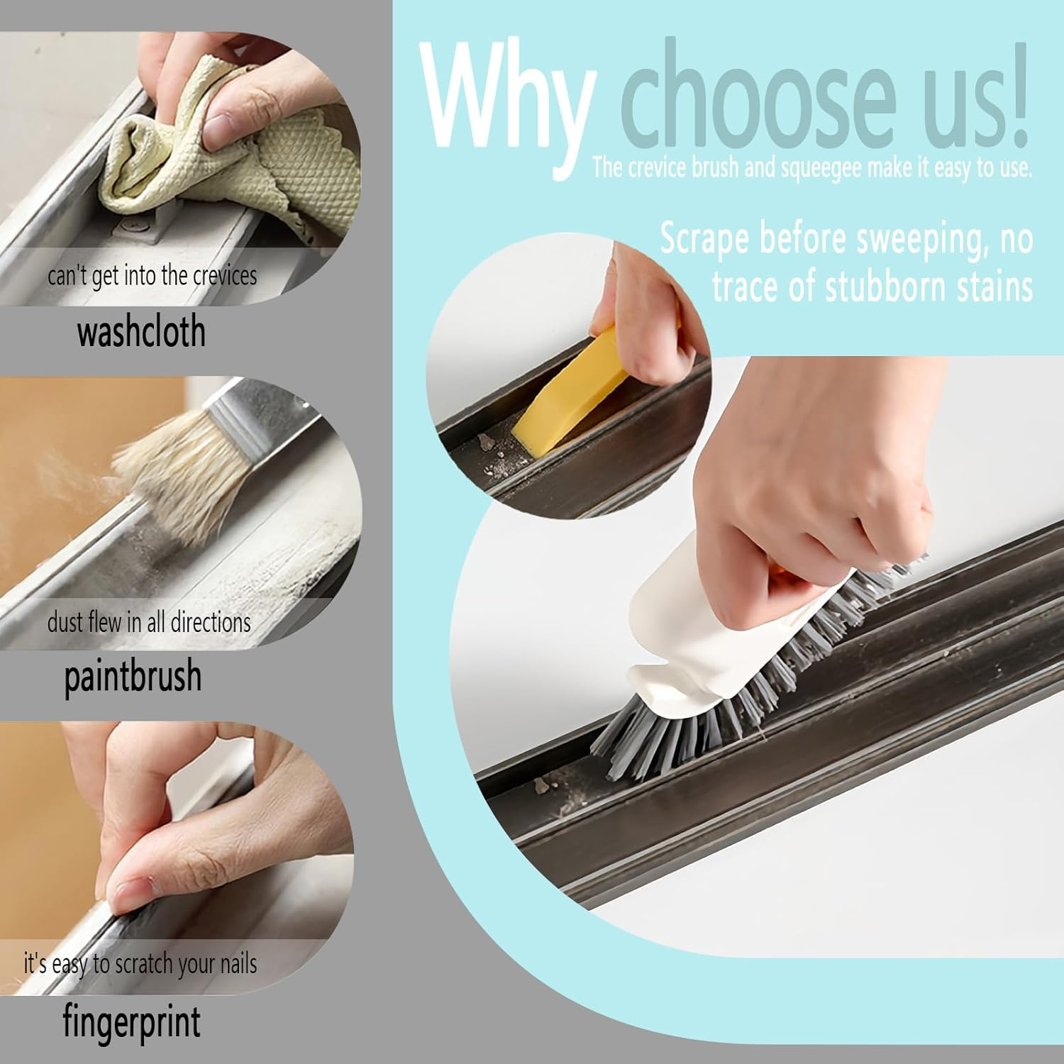 2 Pack Scrub Brushes for Cleaning, Bathroom Cleaning Brush, Cleaning Brushes for Household Use (Gray, Yellow) image number 1