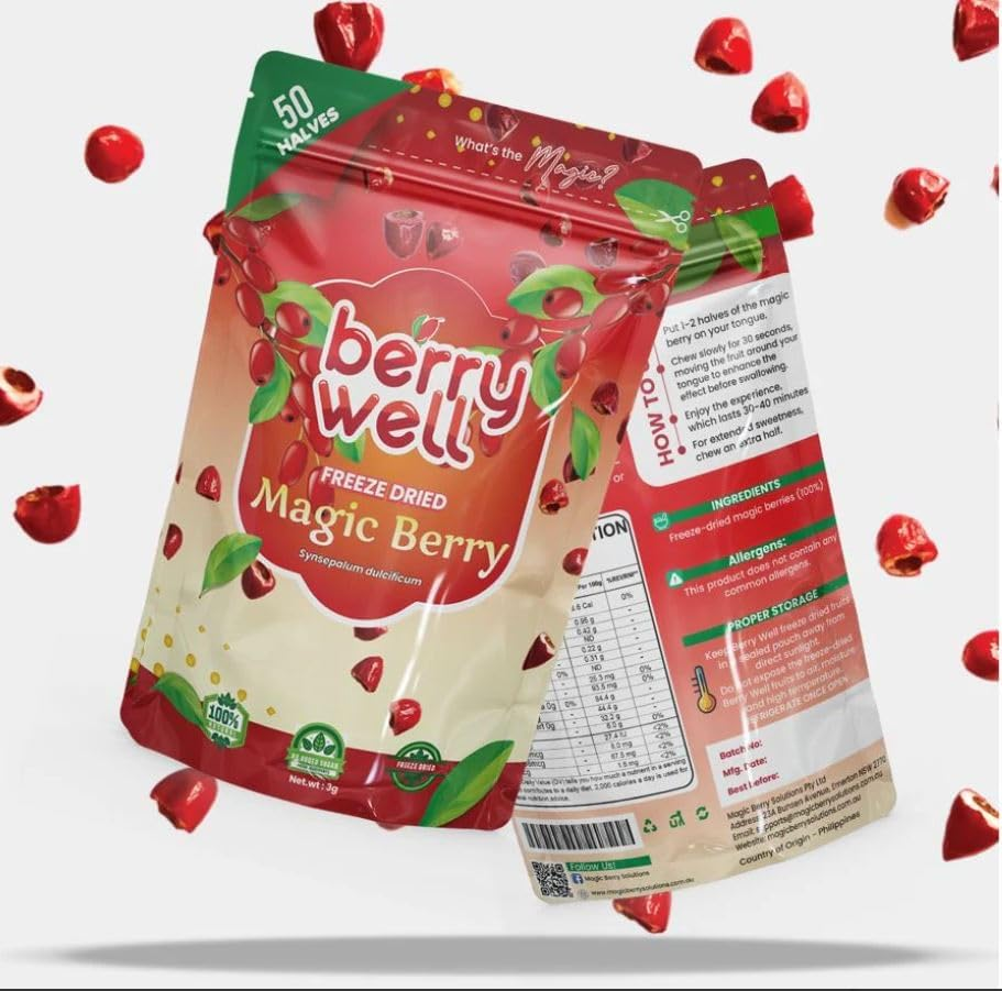 50 Halves | Miracle Fruit Freeze Dried Magic Berry Well - Turns Sour to Sweet - as Seen in TV and Tiktok image number 2