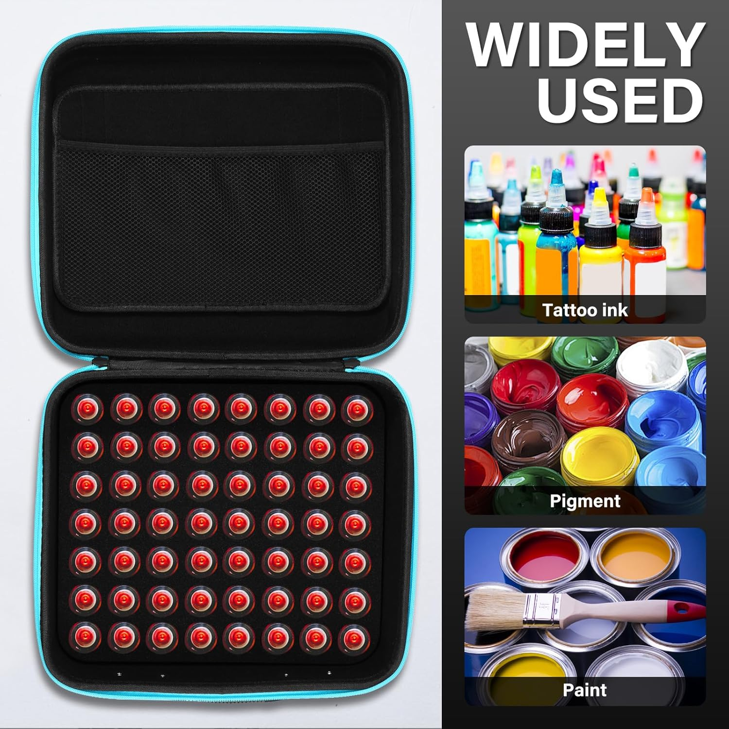 EVA 56 Slot Alcohol Ink Storage Case, Organized Storage Ink Paint Organizer, Easy to Access, with Shockproof Foam Padding, Alcohol Paint Organizer, Portable Hard Shell Box, Large Capacity (Blue) image number 5