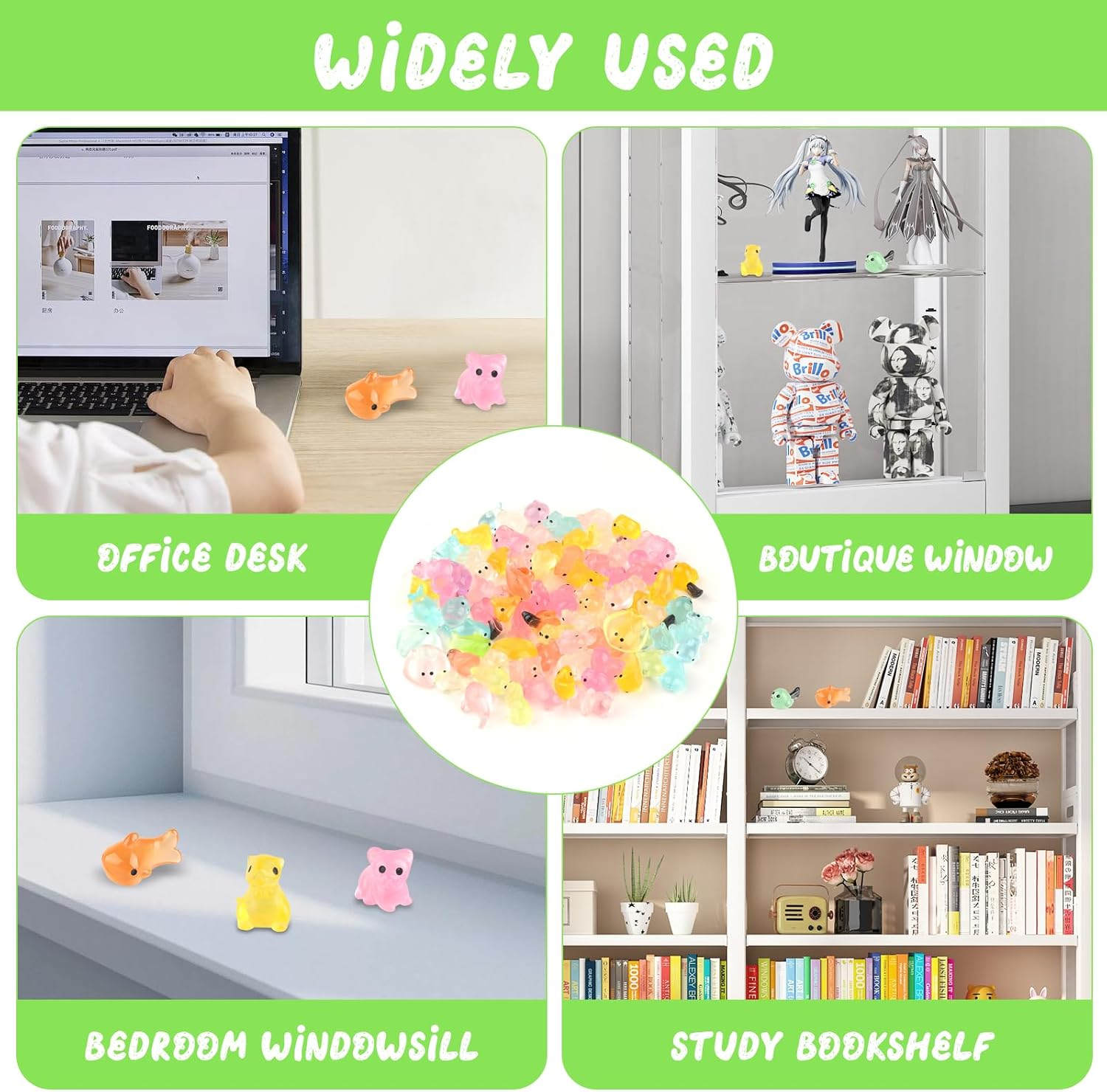 80 PCS Luminous Mini Resin Animals Set, Glow in the Dark Animal Figurines Including Rabbits, Bears, Lions, Whales, Goldfish, Sharks, Penguins, Mice, and Pigs for DIY Crafts, Garden and Aquarium Decor image number 4