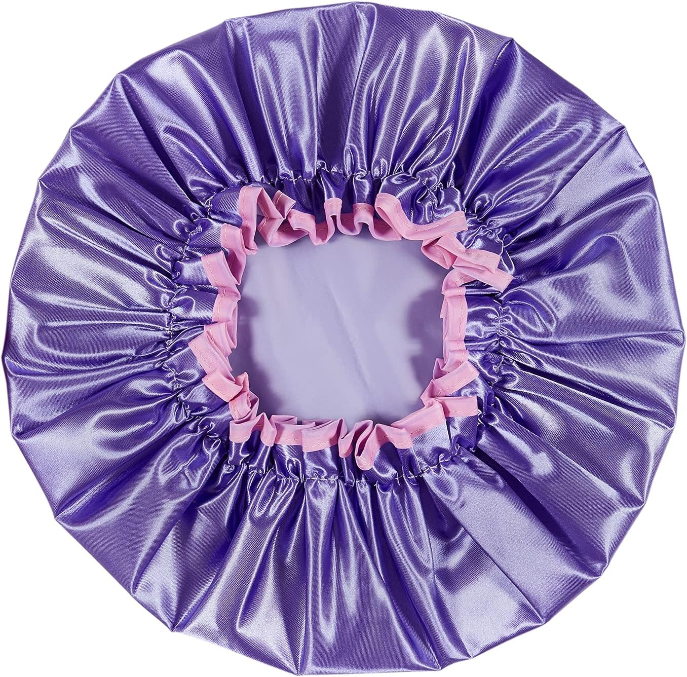 Bodylife Shower Cap Reusable Bath Cap Dual Layered Waterproof Purple & Pink 27Cm image number 4