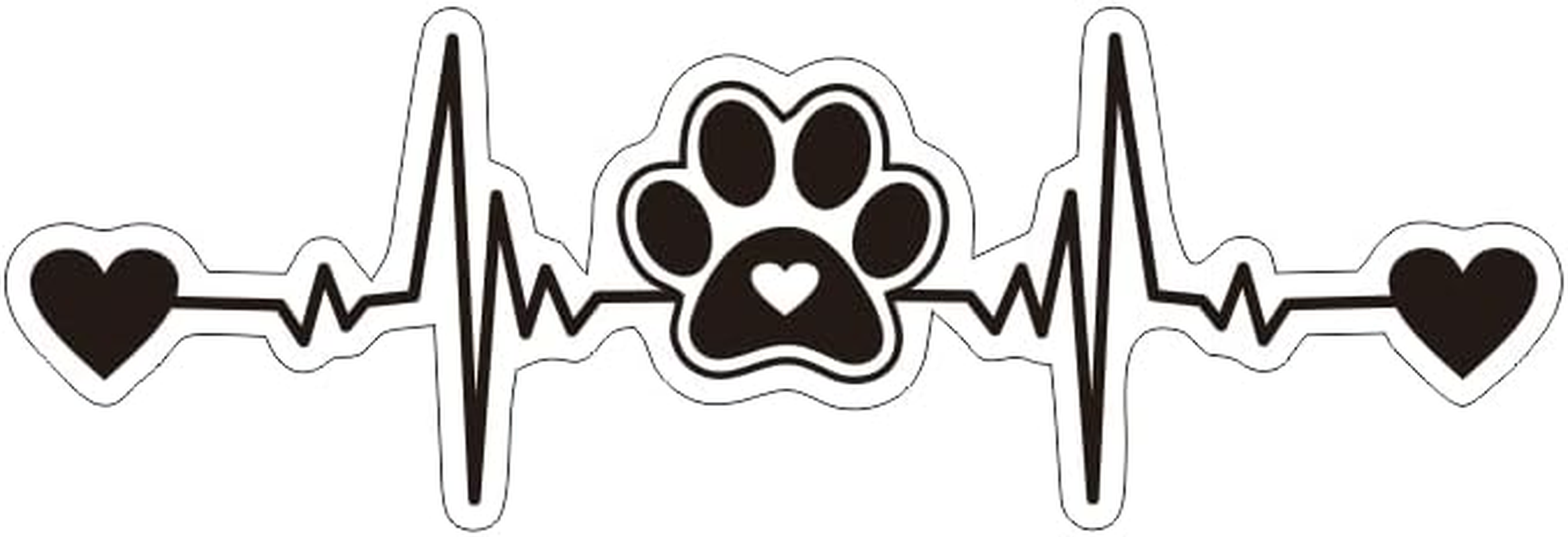 MAKTEM Paw Print Silhouette Heartbeat Car Sticker, Warning Dog on Board Decal, Dog on Board for Pet Lovers, Animal Lover, Paws on Board (Black) image number 2