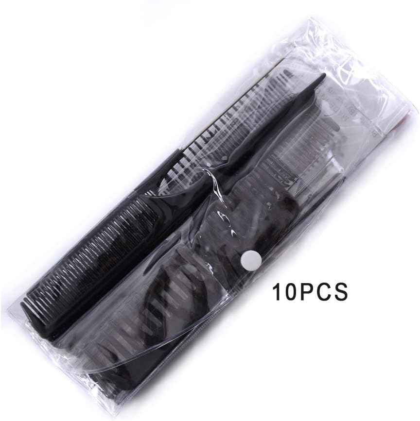 Set of 10 Hair Styling Combs Professional Hairdressing Comb Set Handle Comb Barbers Combs for Hair Stylists Salon (Black) image number 3