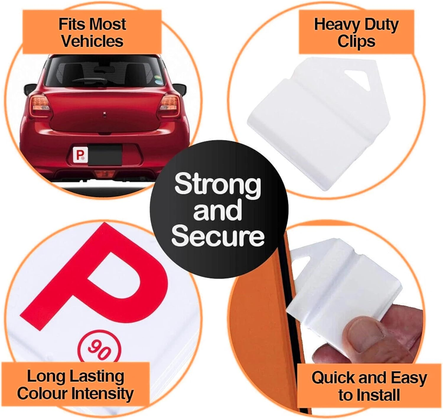 White L & P Plate Holder Clips - Number Plate Mounting Kit for Cars - Durable Plastic Car Accessories (8) image number 4