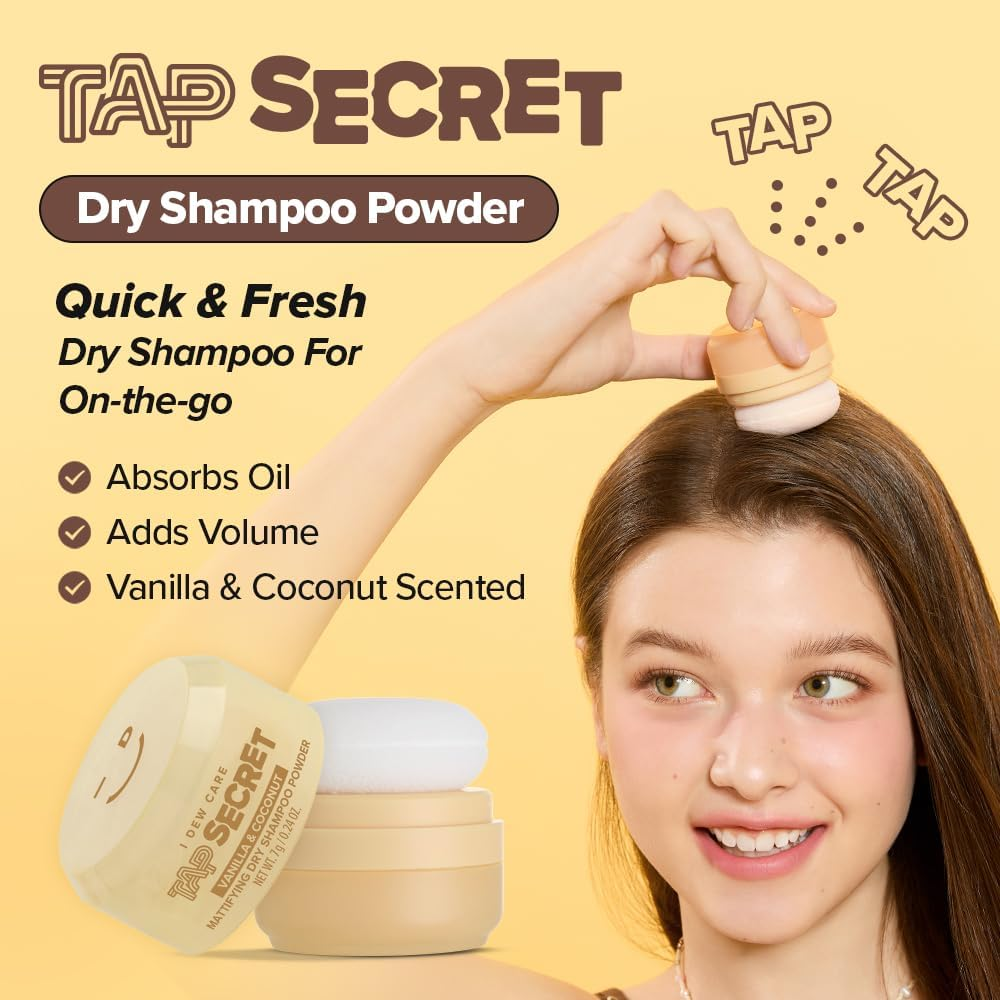 I DEW CARE Tap Secret Dry Shampoo Powder with Biotin - Tap Secret Vanilla & Coconut | Revitalizing & Volumizing, Powder Type, Travel Size, Non-Aerosol Format, Korean Ginseng, 0.24 Oz image number 3