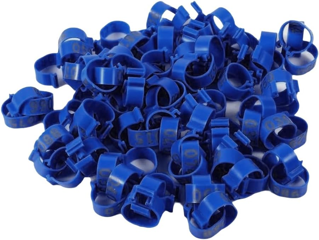 AIMALL 100 PCS Pigeon Bayonet Digital Foot Ring, 10Mm Pigeon Leg Band for Breeding and Racing, Durable Plastic Material, Easy to Use