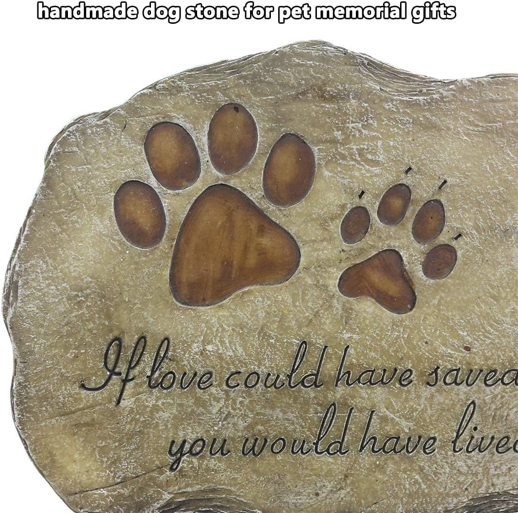 Jinhuoba Dog Memorial Stone, Indoor Outdoor Dog or Cat for Garden Backyard Marker Grave Tombstone. Hand-Printed Personalized Loss of Pet Gifts