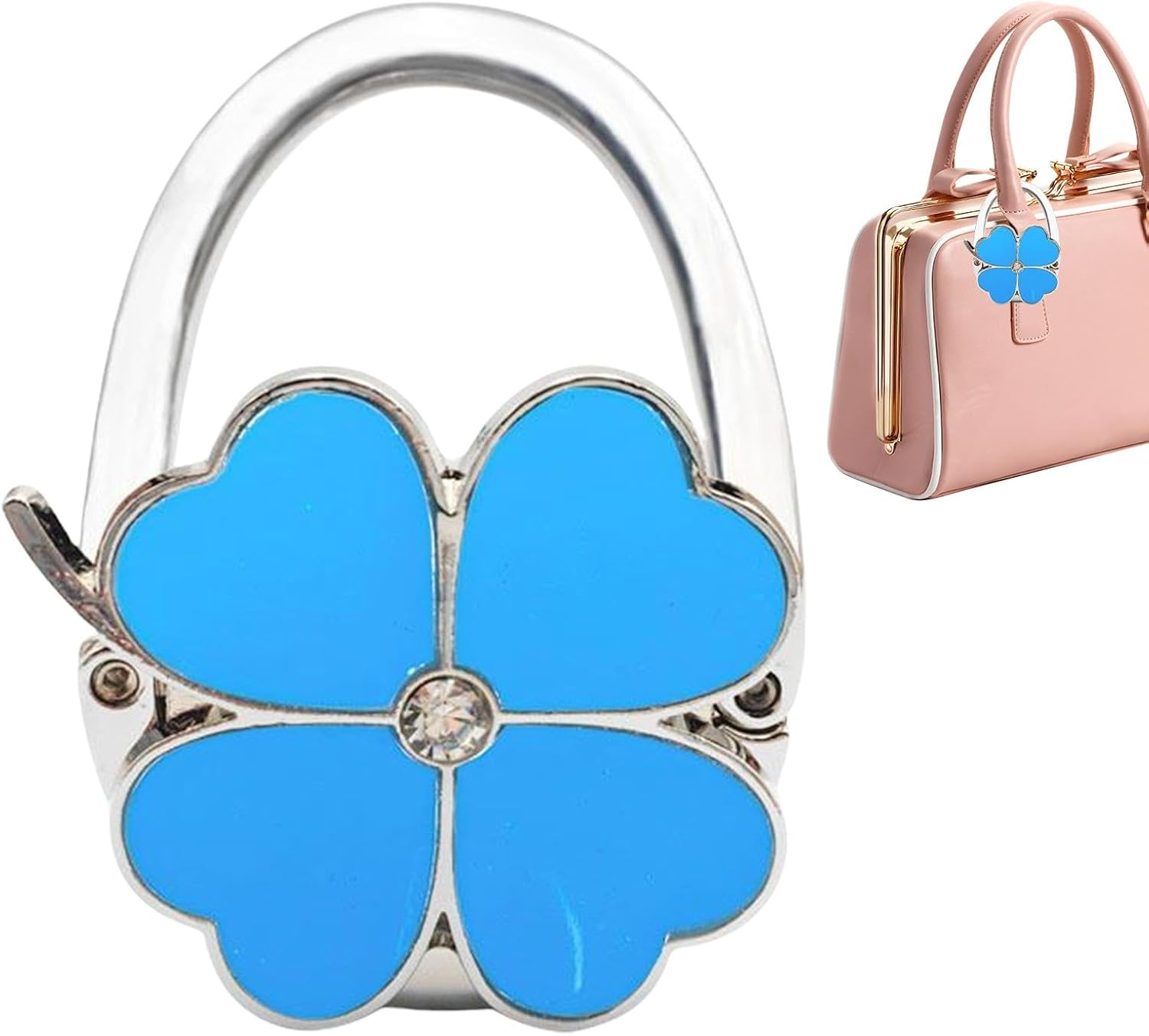 Bag Holder for Table, Purse Holder for Table | Four Purse Clips Designed in Clover - Pocket Holder, Handbag Organizers, Desk Bag Hanger For