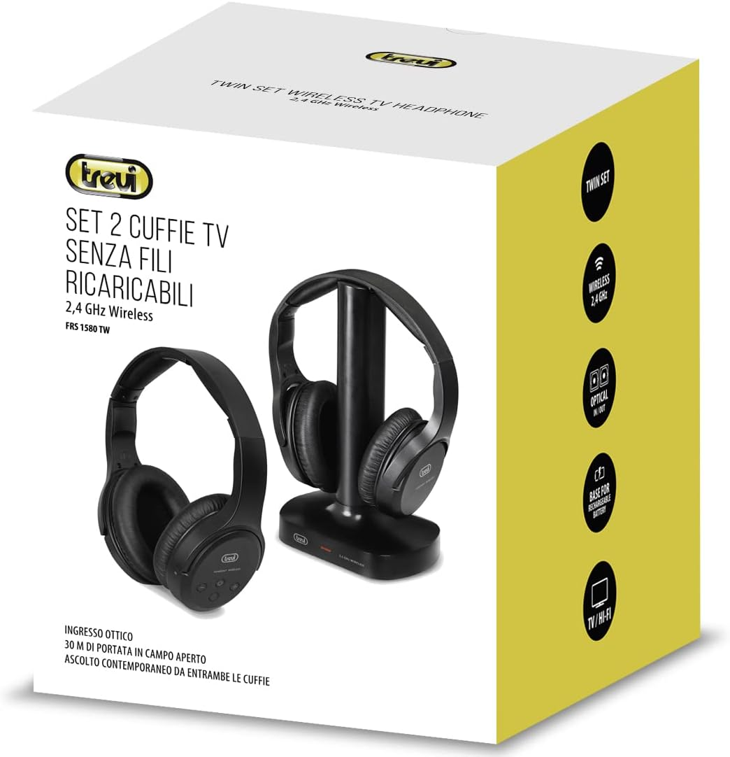 Trevi FRS 1580 TW TV Headphones Wireless Rechargeable Wireless 30 Meters Range Charging Stand Black image number 5