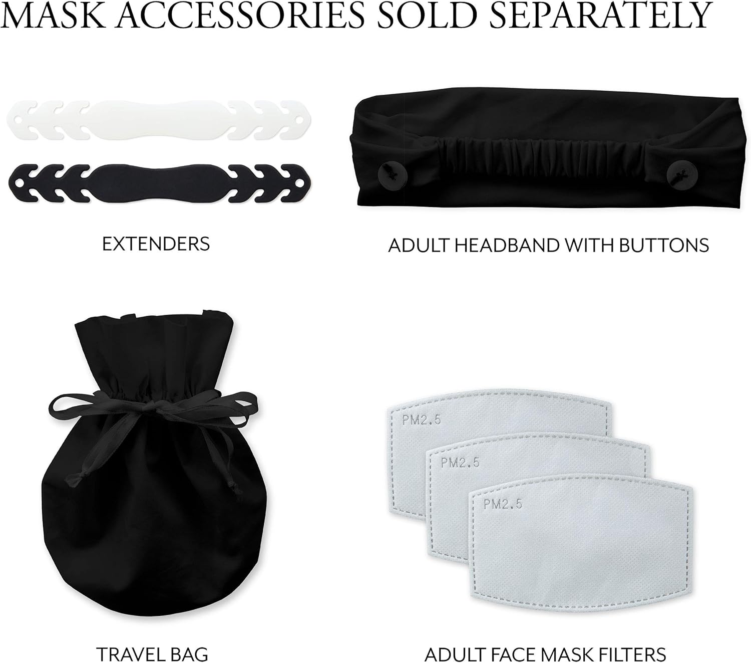 Weddingstar Washable Cloth Face Mask Reusable and Adjustable Protective Fabric Face Cover W/Dust Filter Pocket - Black image number 7