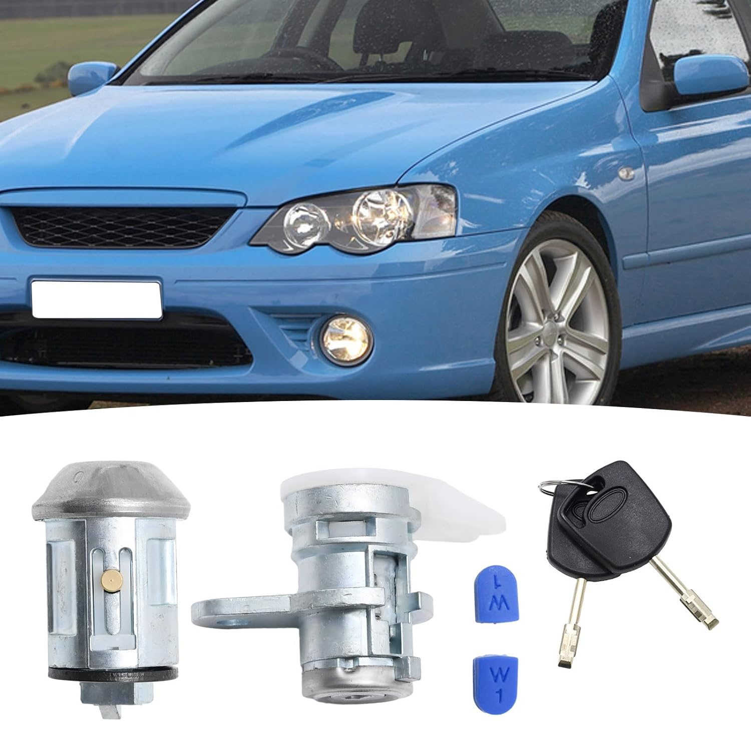 Metal Right Drive Side Ignition Switch Ignition Keys Lock Right, Replacement for Ford Falcon 1998-2005 AU BA XR6 XR8 image number 1