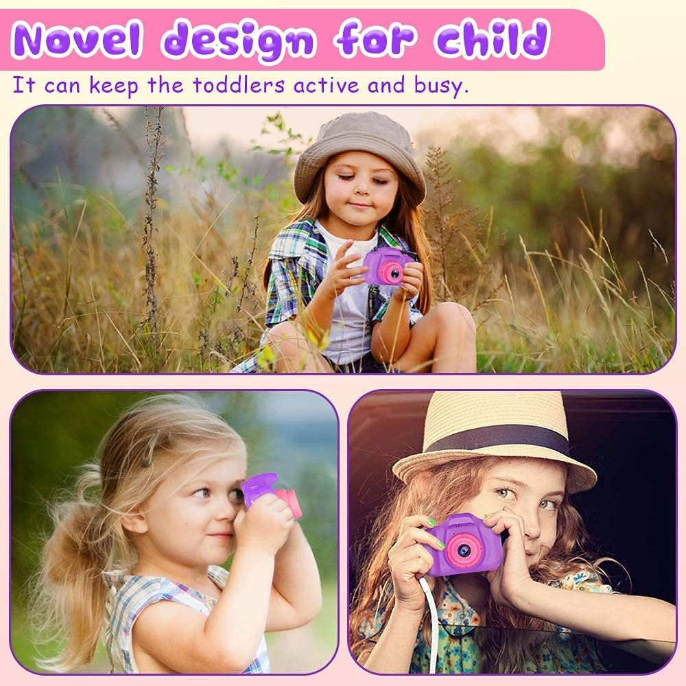 Upgrade Kids Selfie Camera, Christmas Birthday Gifts Toys for Children, HD Digital Video Cameras for Toddler, Portable Toy for 3 4 5 6 7 8 Year Old Boy Girl with 32GB SD Card (Purple) - Purple image number 3