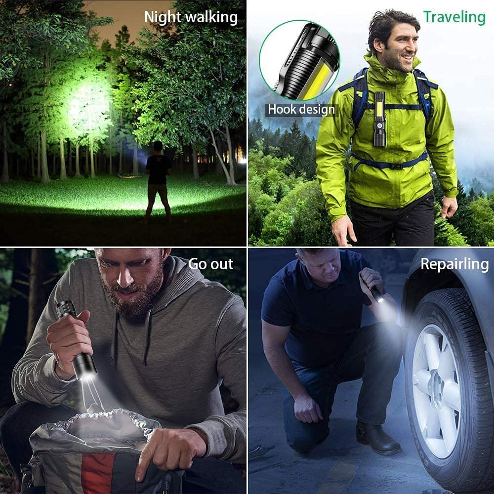 Fay Bless Blacklight Flashlights, 3 in 1 UV Flashlight Rechargeable Flashlight with Pocket Clip High Powered LED Light 7 Modes Waterproof (1Piece-With Battery) image number 2