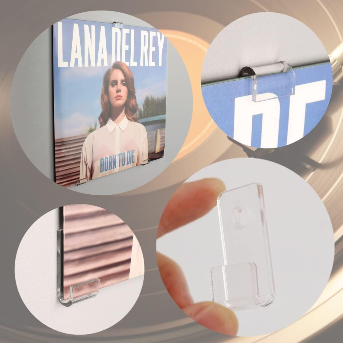 Vinyl Record Wall Mount, 18 Pcs Album Shelves Wall Mounted Display, Vinyl Display Holder Wall, Mini Acrylic Album Record Holder for Home Decor & Record Storess image number 5