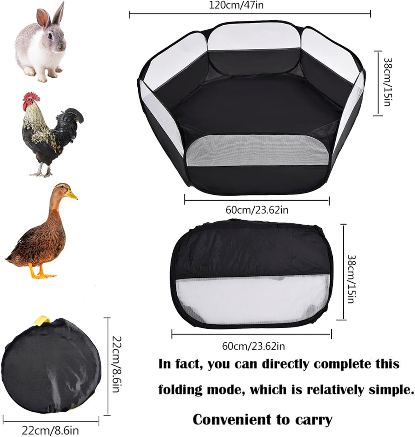 Hamster Playpen, Foldable Small Animal Playpen, Pop up Play Pen Hamster Playground, Portable Indoor Outdoor Pet Exercise Fence for Hamster, Guinea Pig, Rabbits, Chinchillas and Hedgehogs image number 6